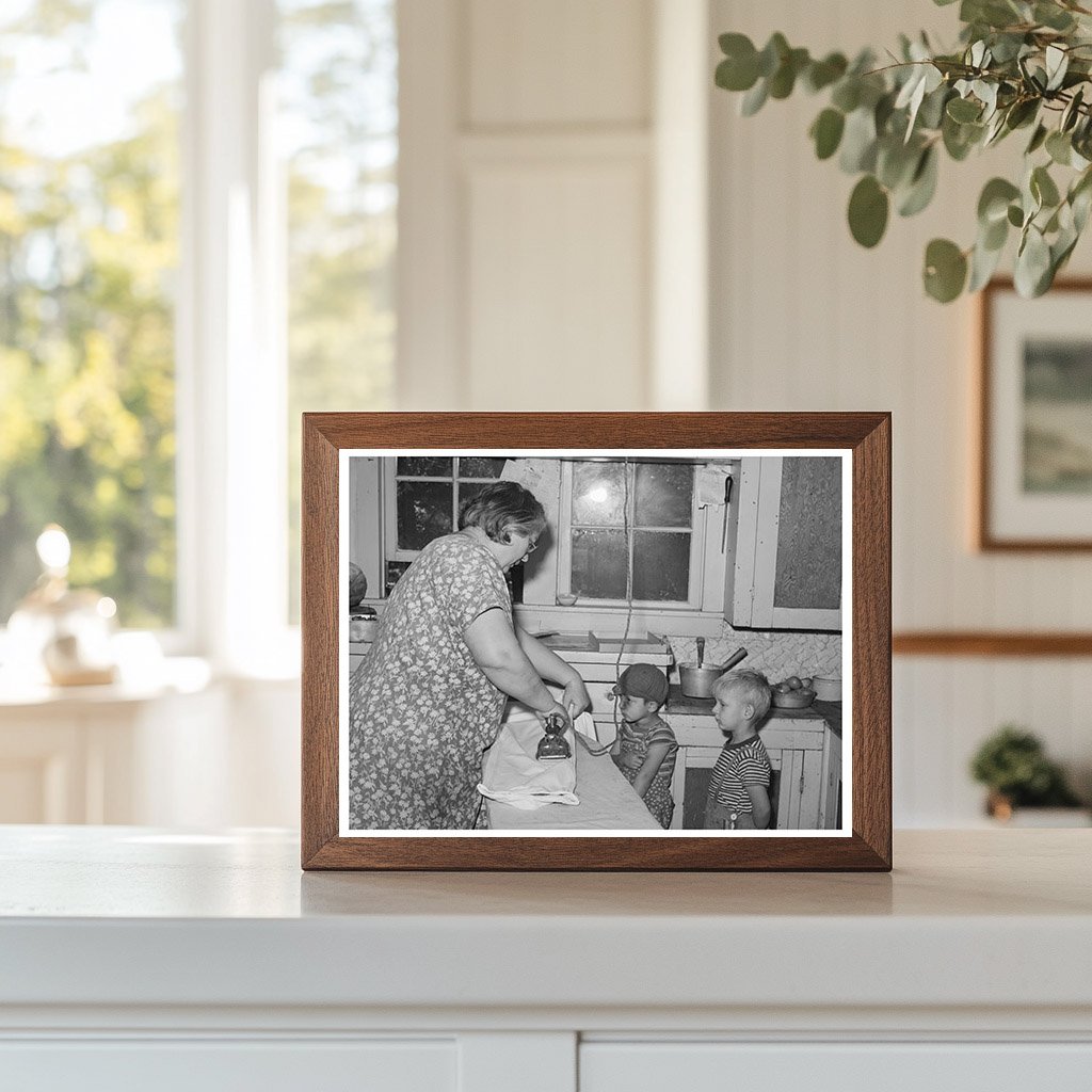 Mrs. J. Webster Ironing with Sons Tehama County 1940