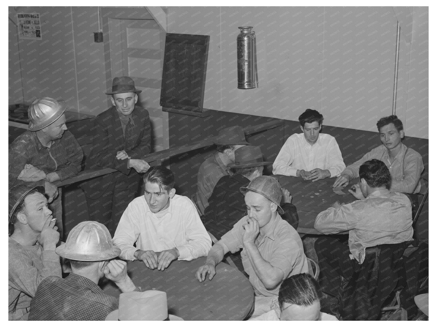 Construction Workers Playing Cards at Shasta Dam 1940