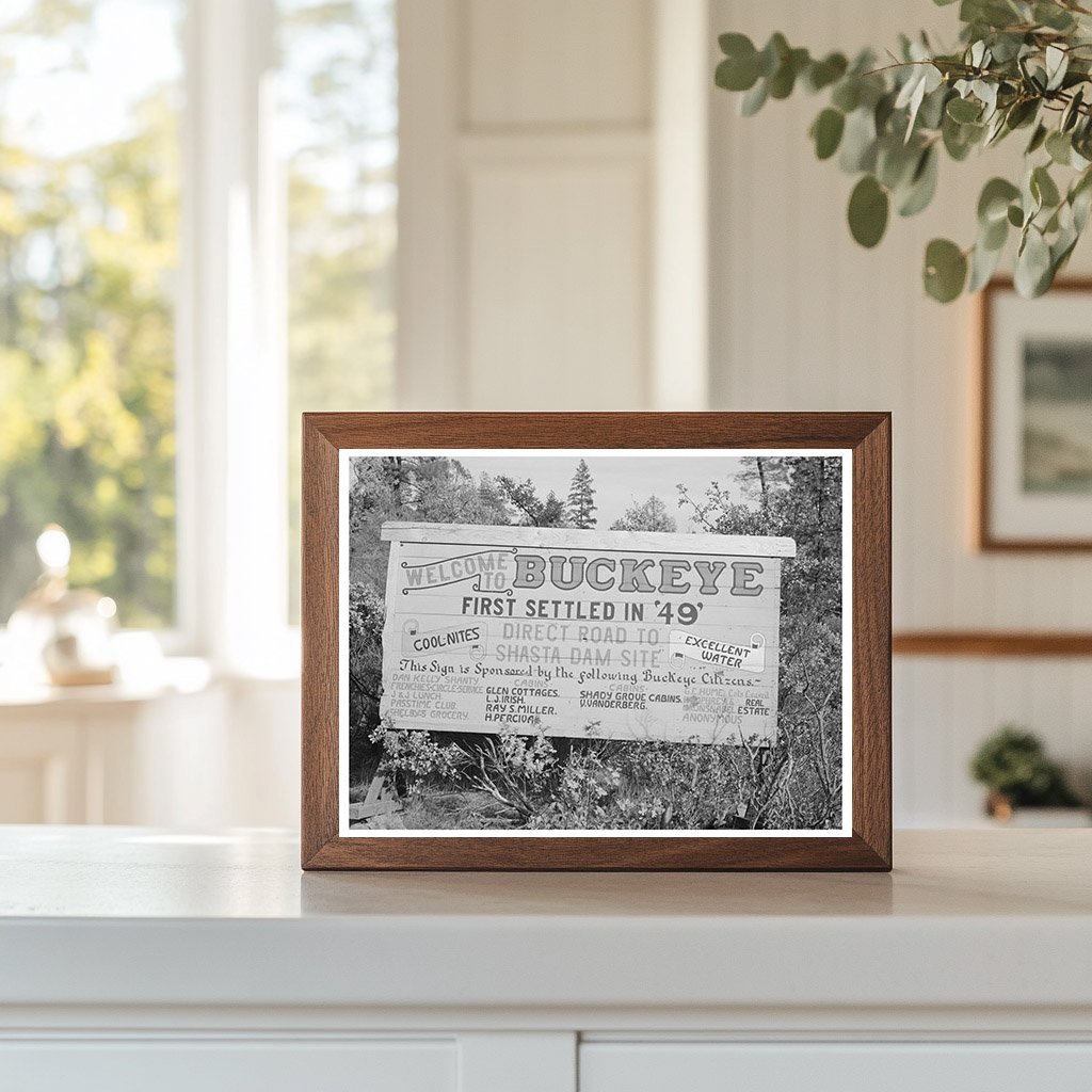 Buckeye City Limits Sign Shasta County California 1940