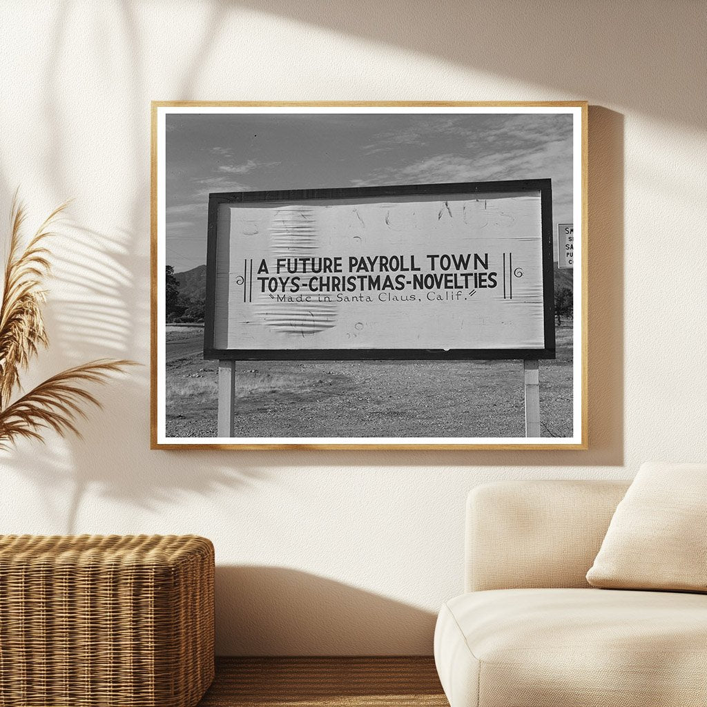 Santa Claus California Sign November 1940 Vintage Photo