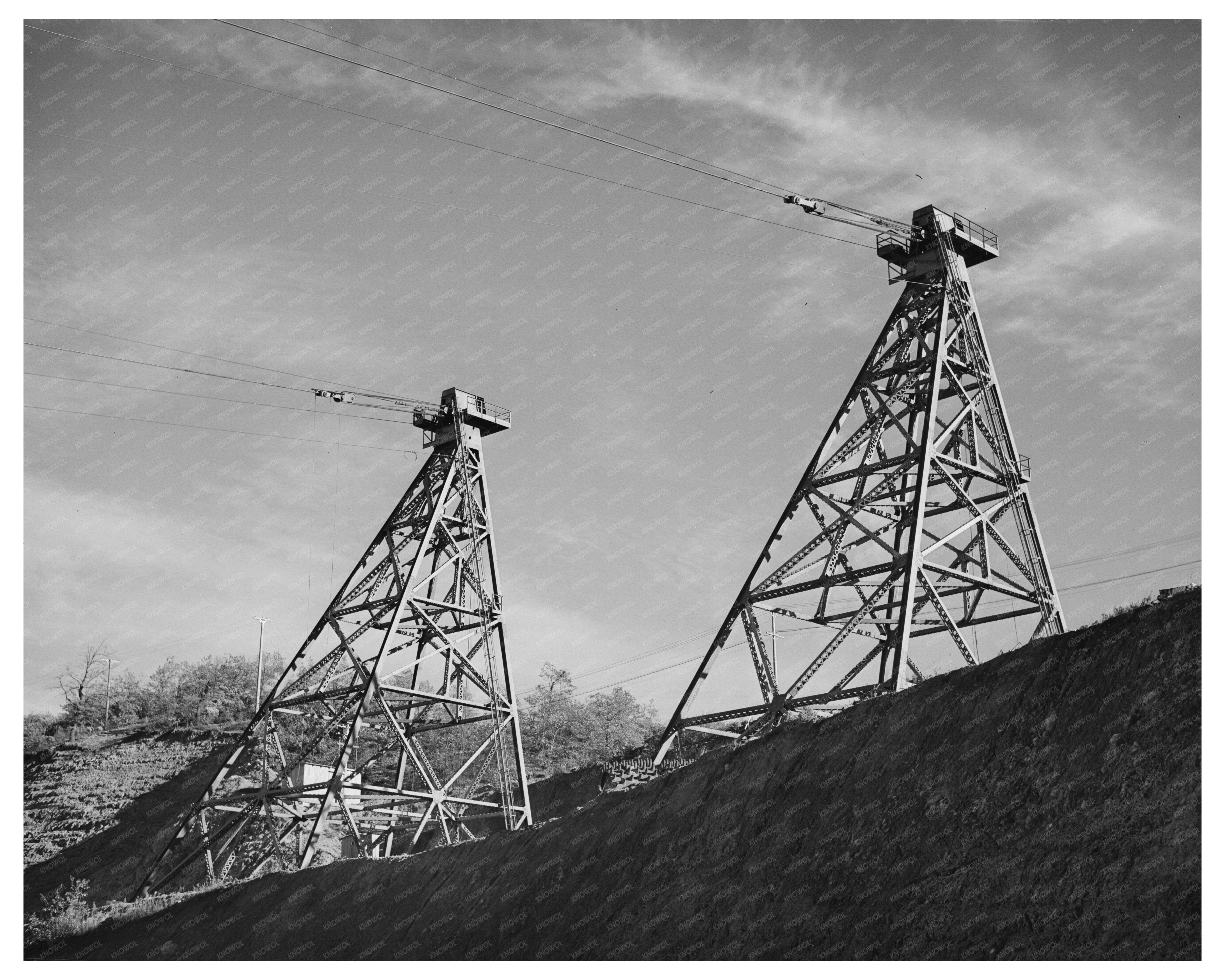 Shasta Dam Construction Towers November 1940 Image