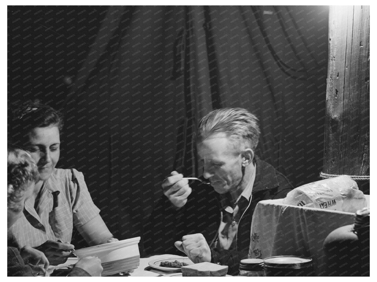Family Supper in Tent-Home Mission Valley California 1940