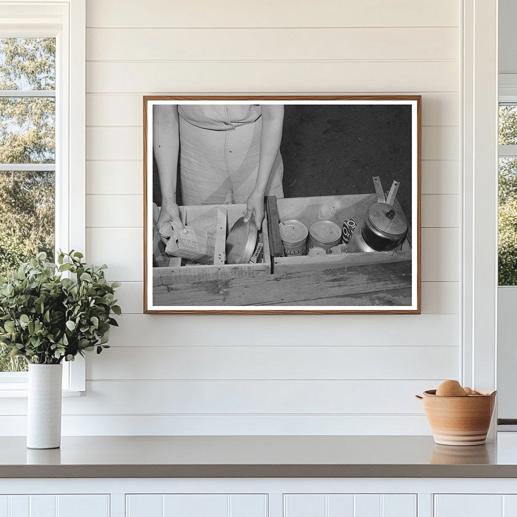 Carpenters Wife Unpacking Groceries in 1940 California
