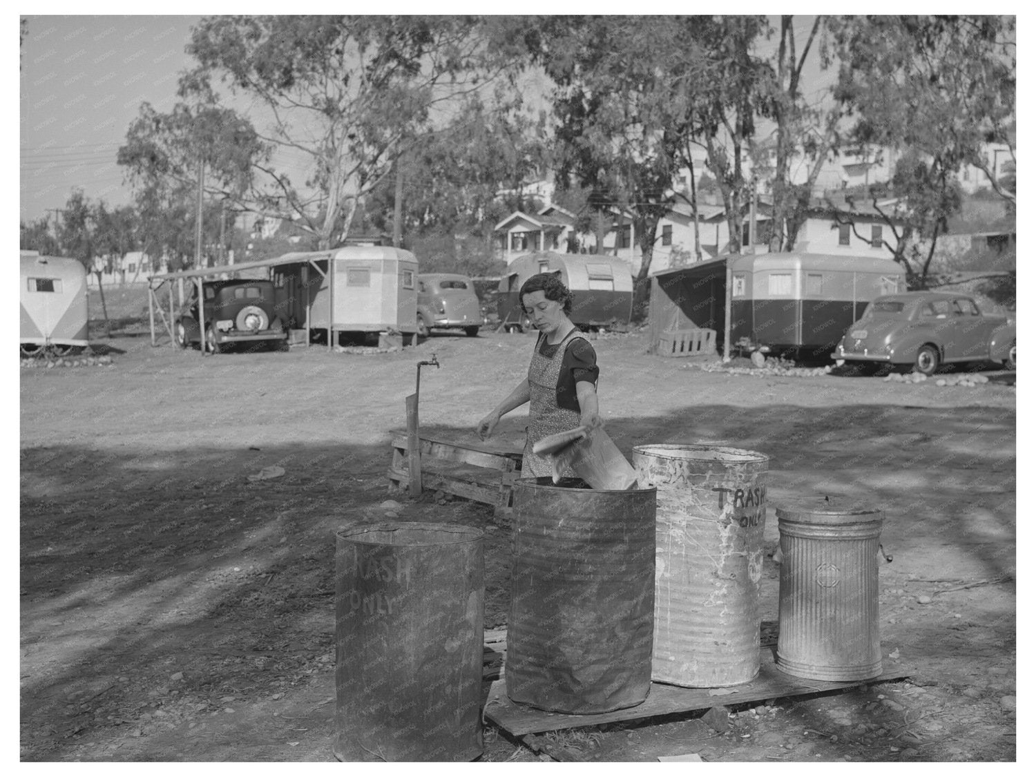 Garbage Cans at San Diego Trailer Camp December 1940