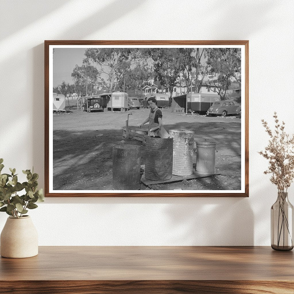 Garbage Cans at San Diego Trailer Camp December 1940