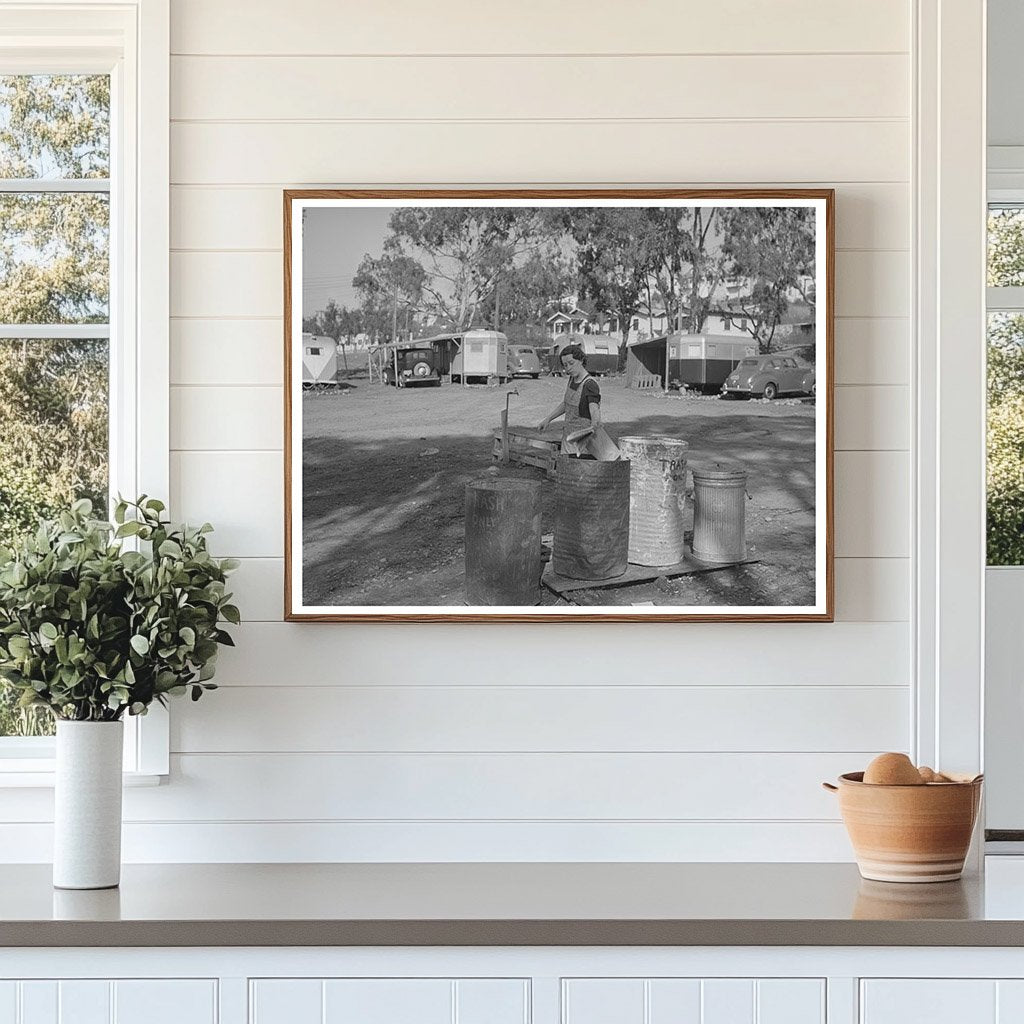Garbage Cans at San Diego Trailer Camp December 1940