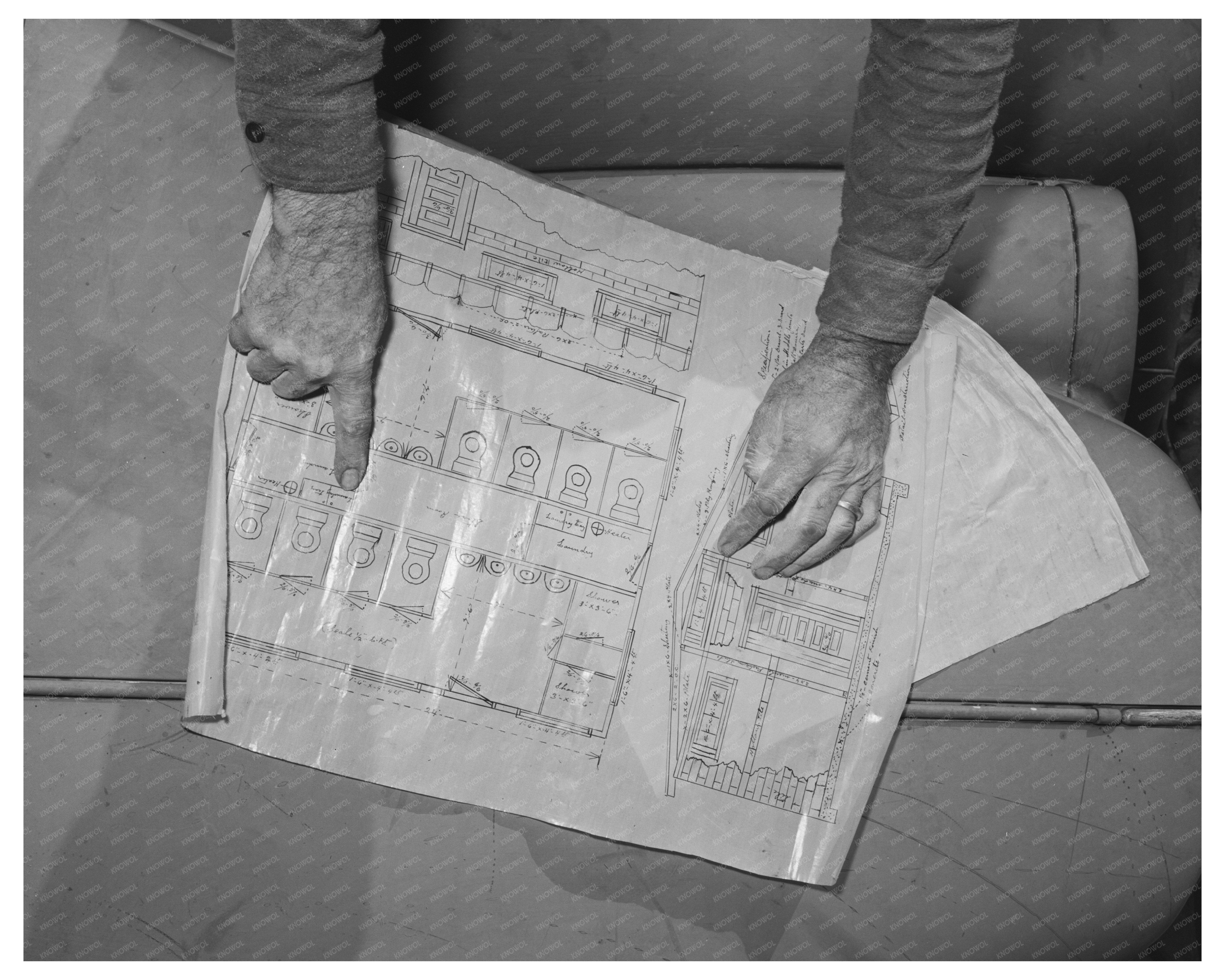 1940 San Diego Construction Chart for Trailer Court Sanitary Units