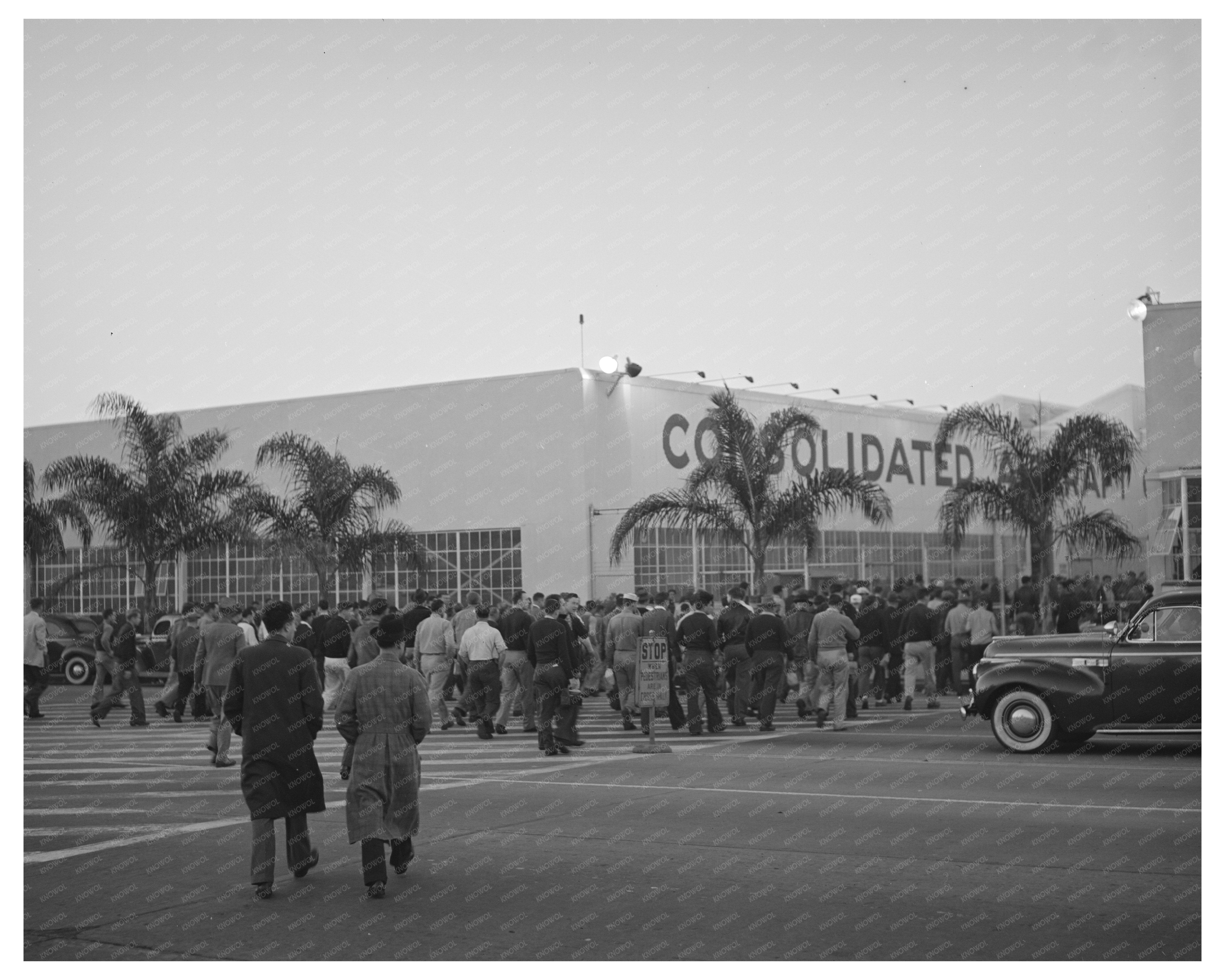 Employees Walking to Work at Consolidated Aircraft 1940