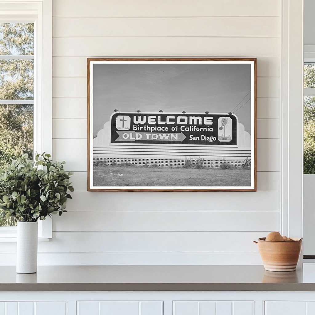 San Diego Welcome Sign Vintage Image December 1940