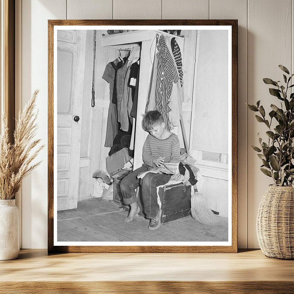Boy Reading Comics in Corpus Christi Texas 1940