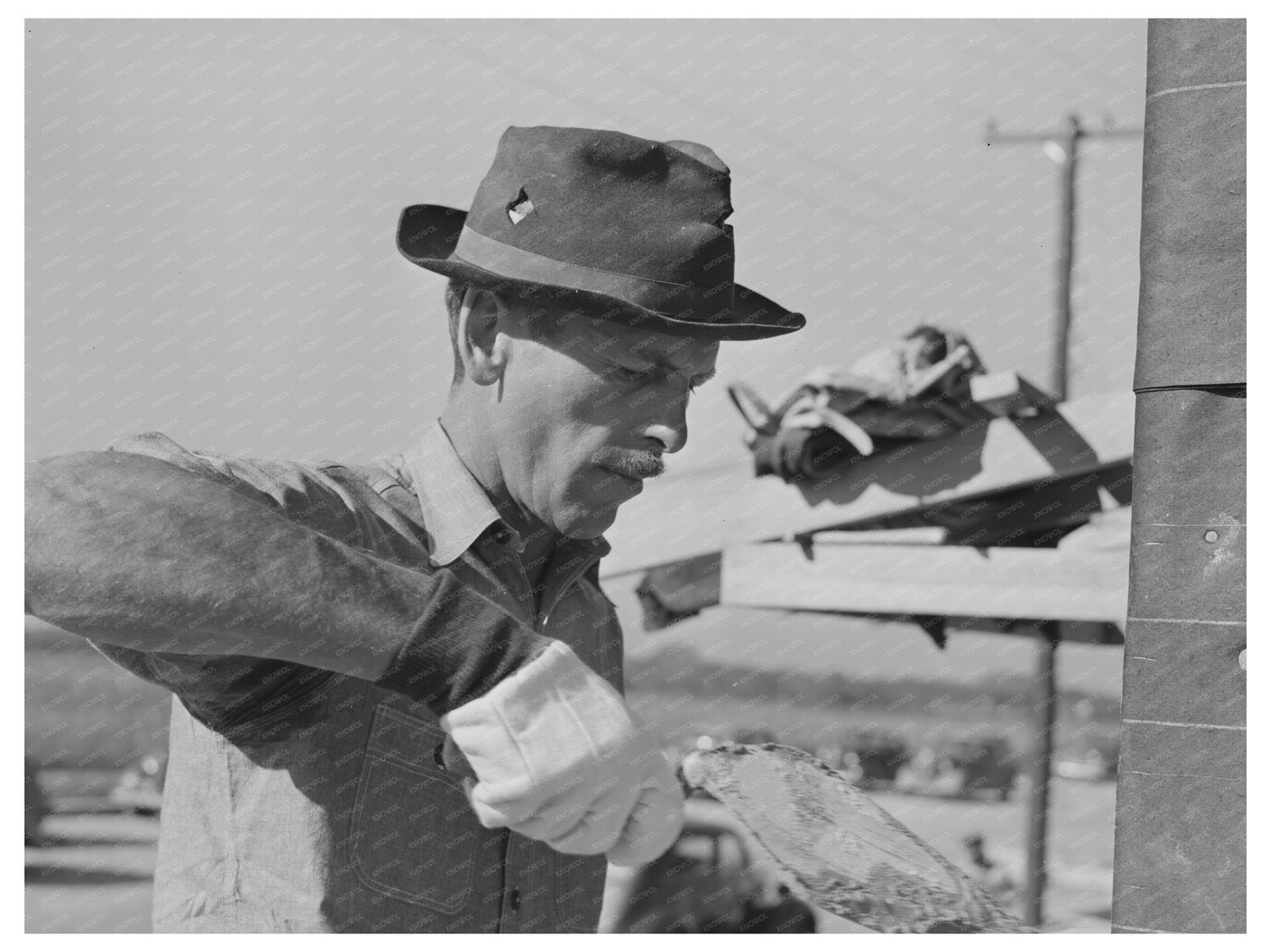 1940 Vintage Image of Bricklayer on U.S.H.A. Project Texas