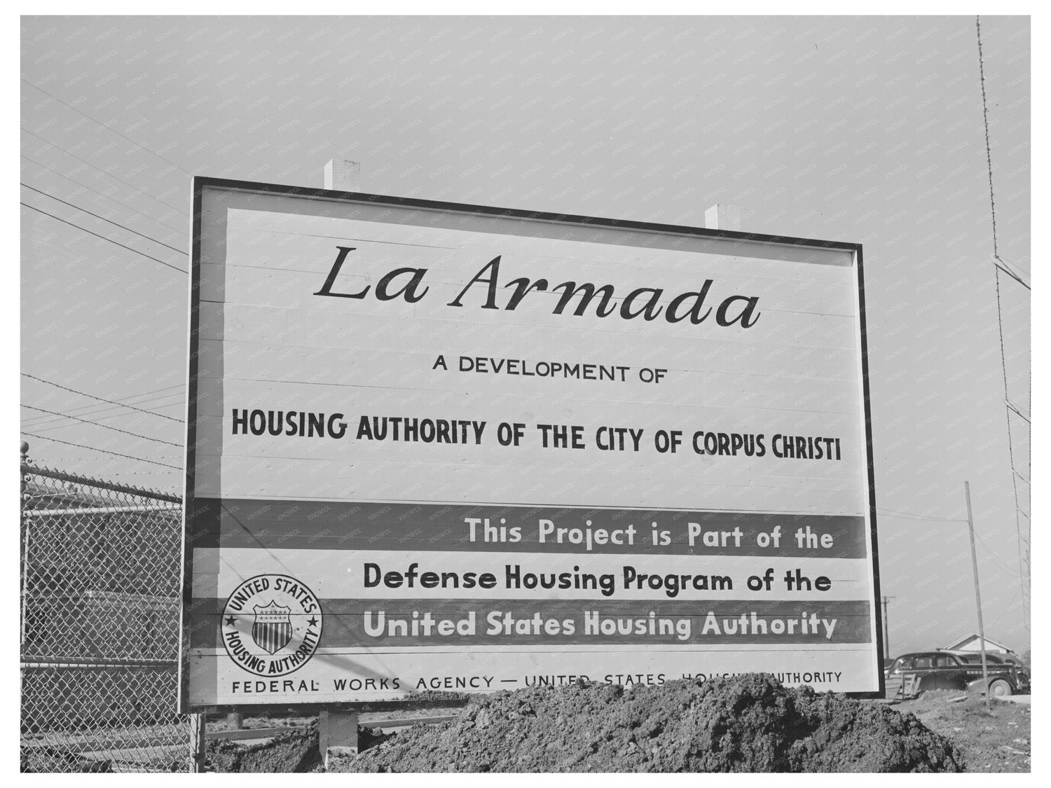 Wartime Housing Development Sign Corpus Christi Texas 1944