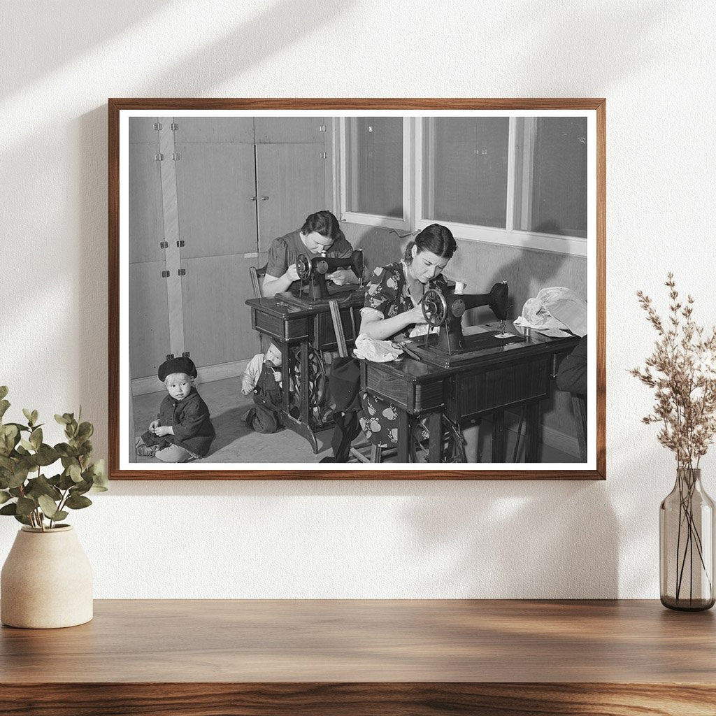 Wives of Farm Workers Sewing in Yuba City December 1940