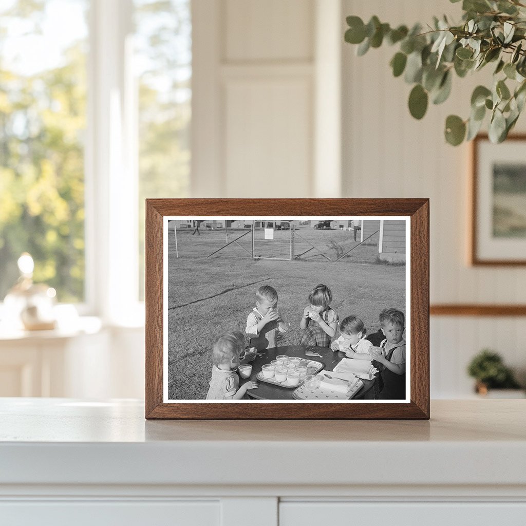 Children Drinking Milk at Farm Security Camp Yuba City 1940
