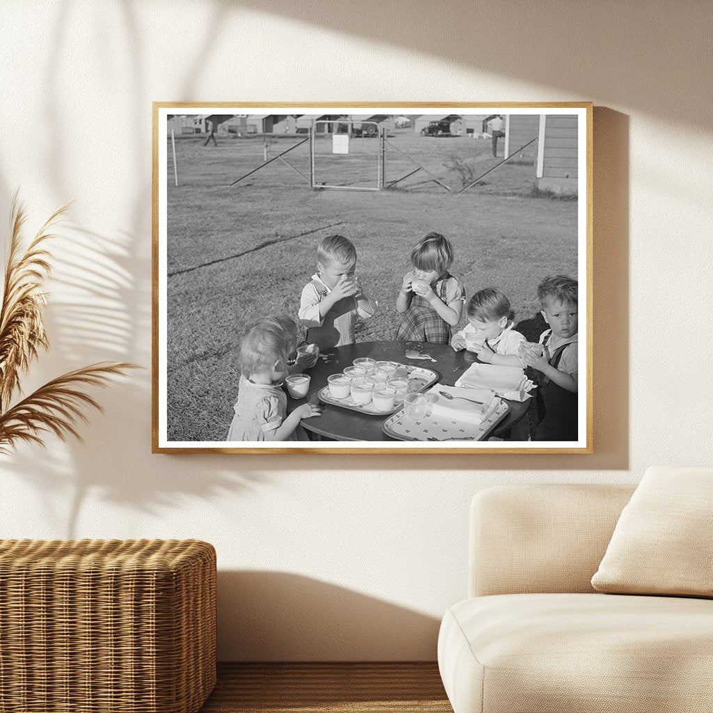 Children Drinking Milk at Farm Workers Camp Yuba City 1940