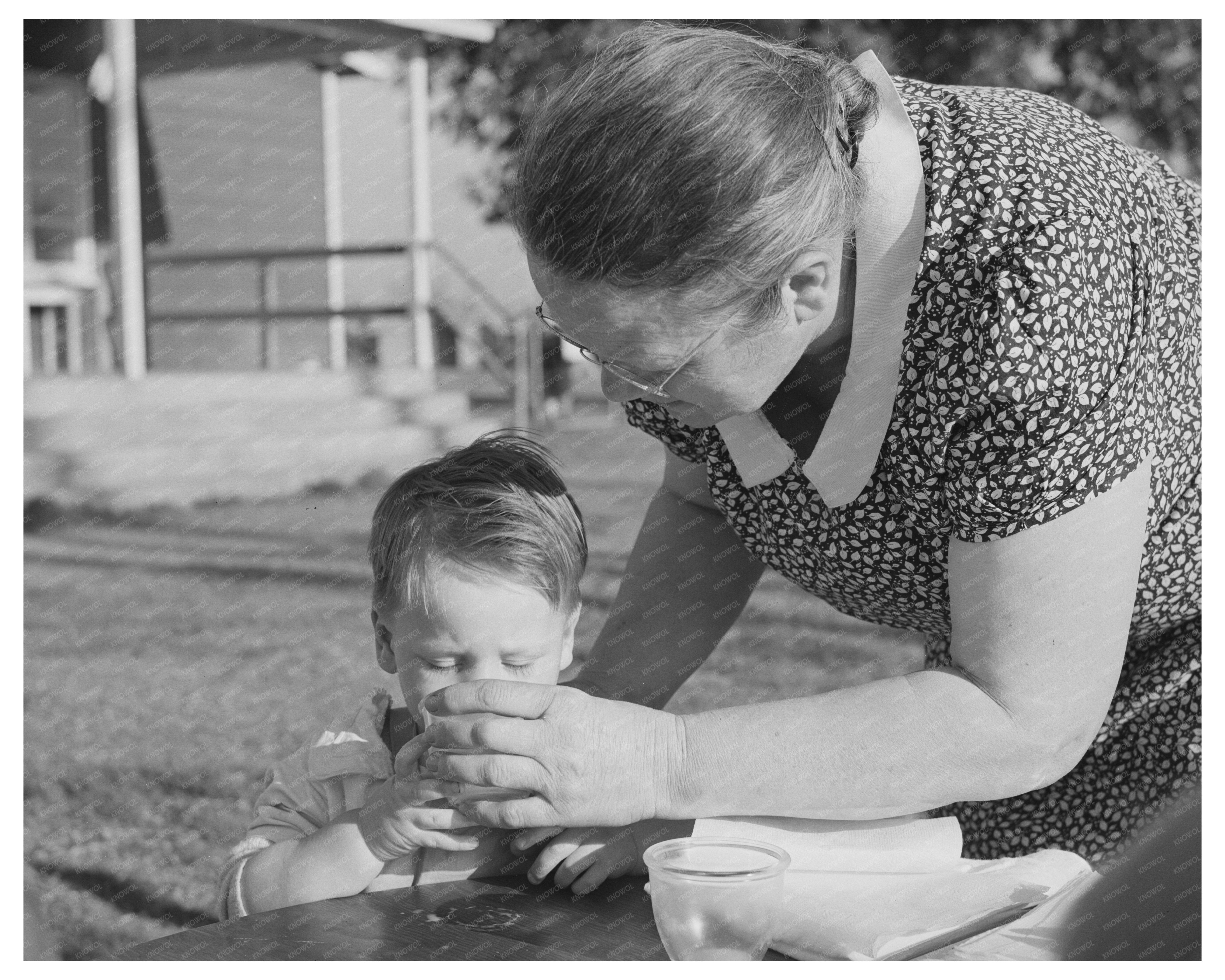 Milk Delivery to Children at Yuba City Farm Camp 1940