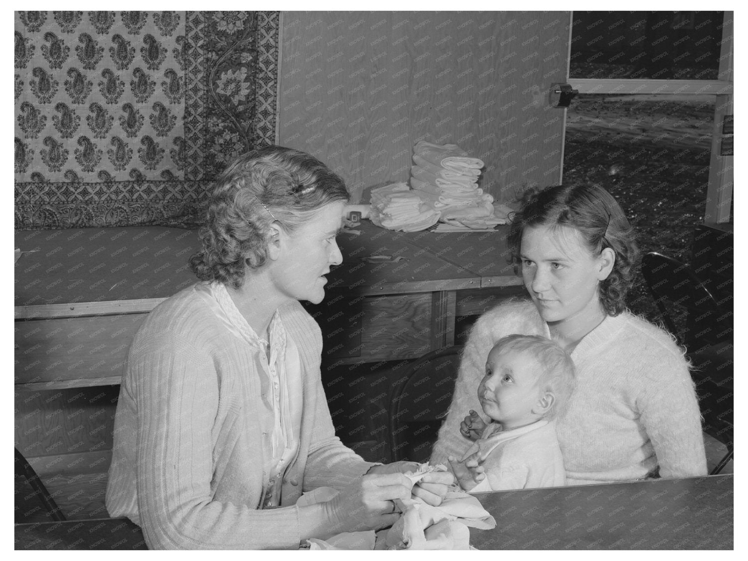 Sewing Lesson at Yuba City Farm Camp December 1940
