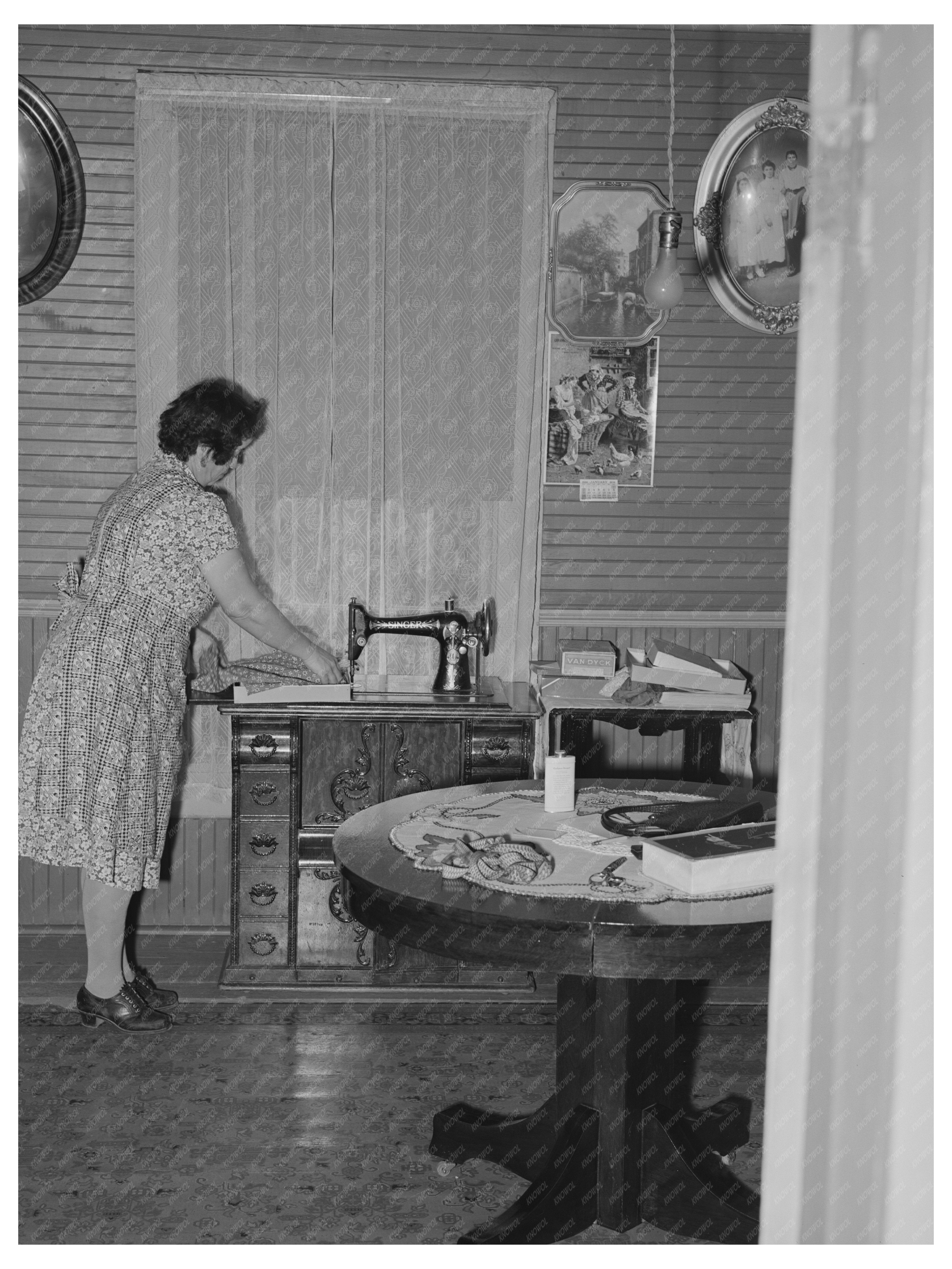 Farmers Wife Sewing in Auburn California December 1940