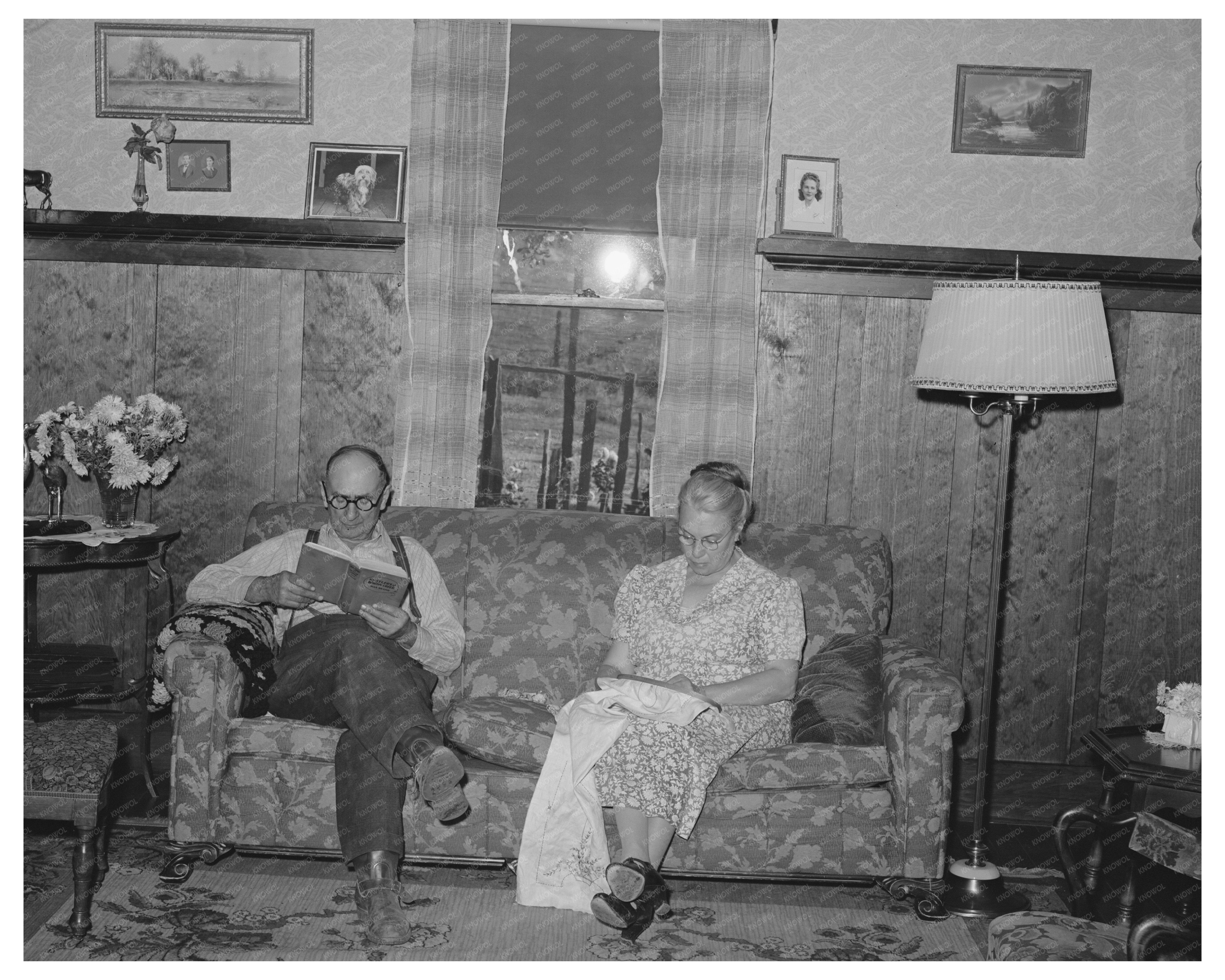 Fruit Farmer Couple in Their Placer County Home 1940