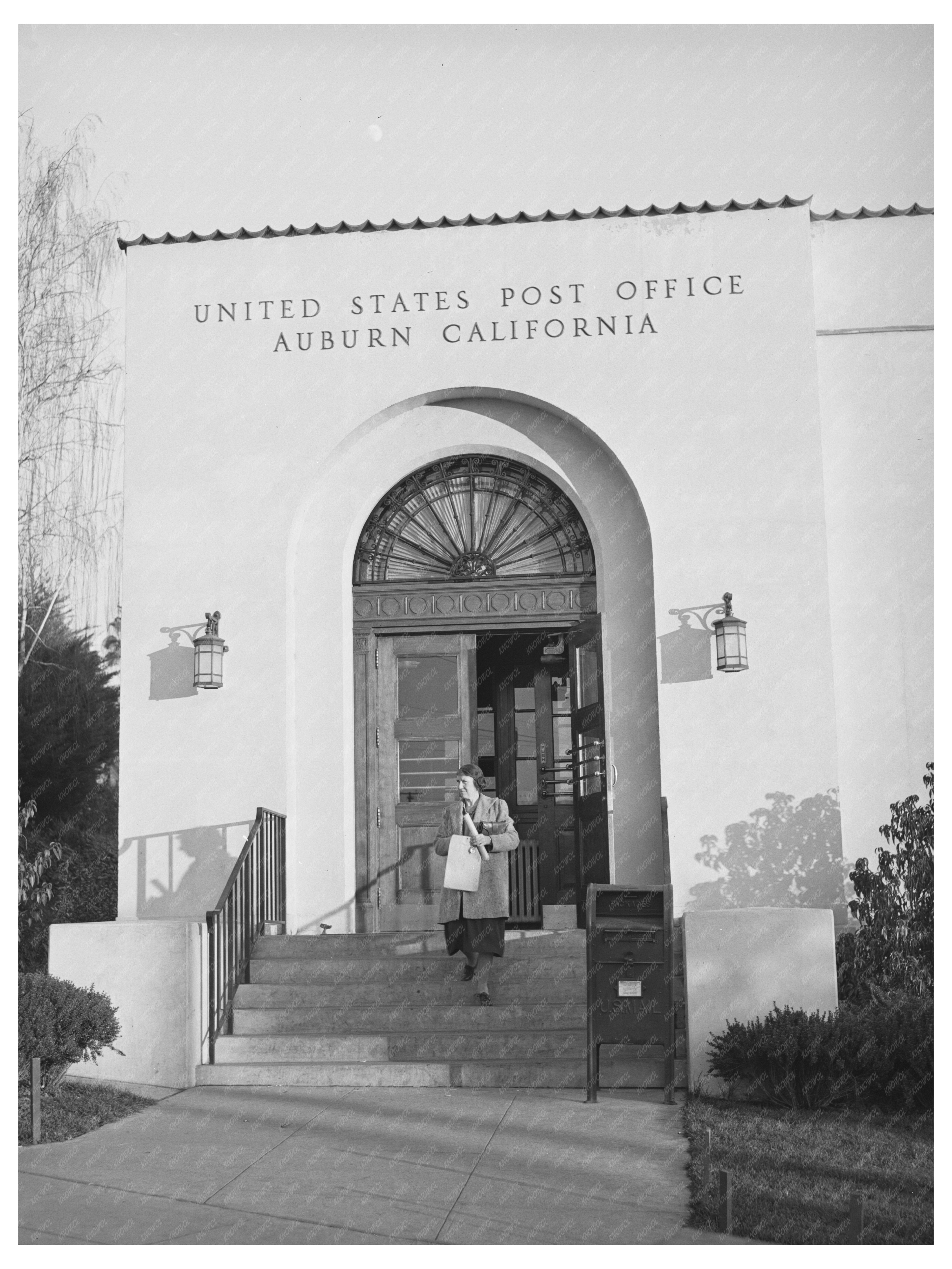 Vintage Post Office Entrance Auburn California 1940