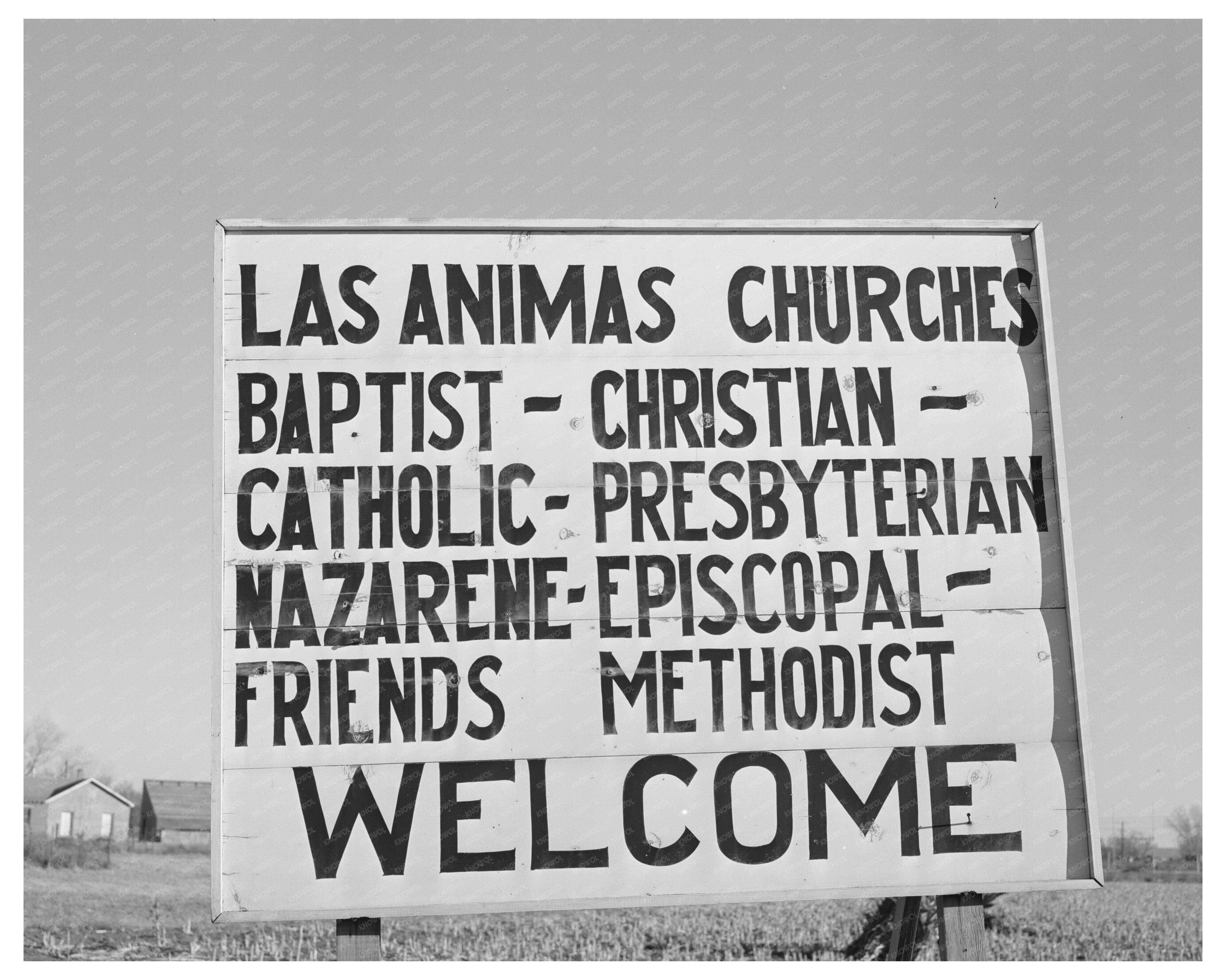 Las Animas Colorado City Limits Sign January 1941