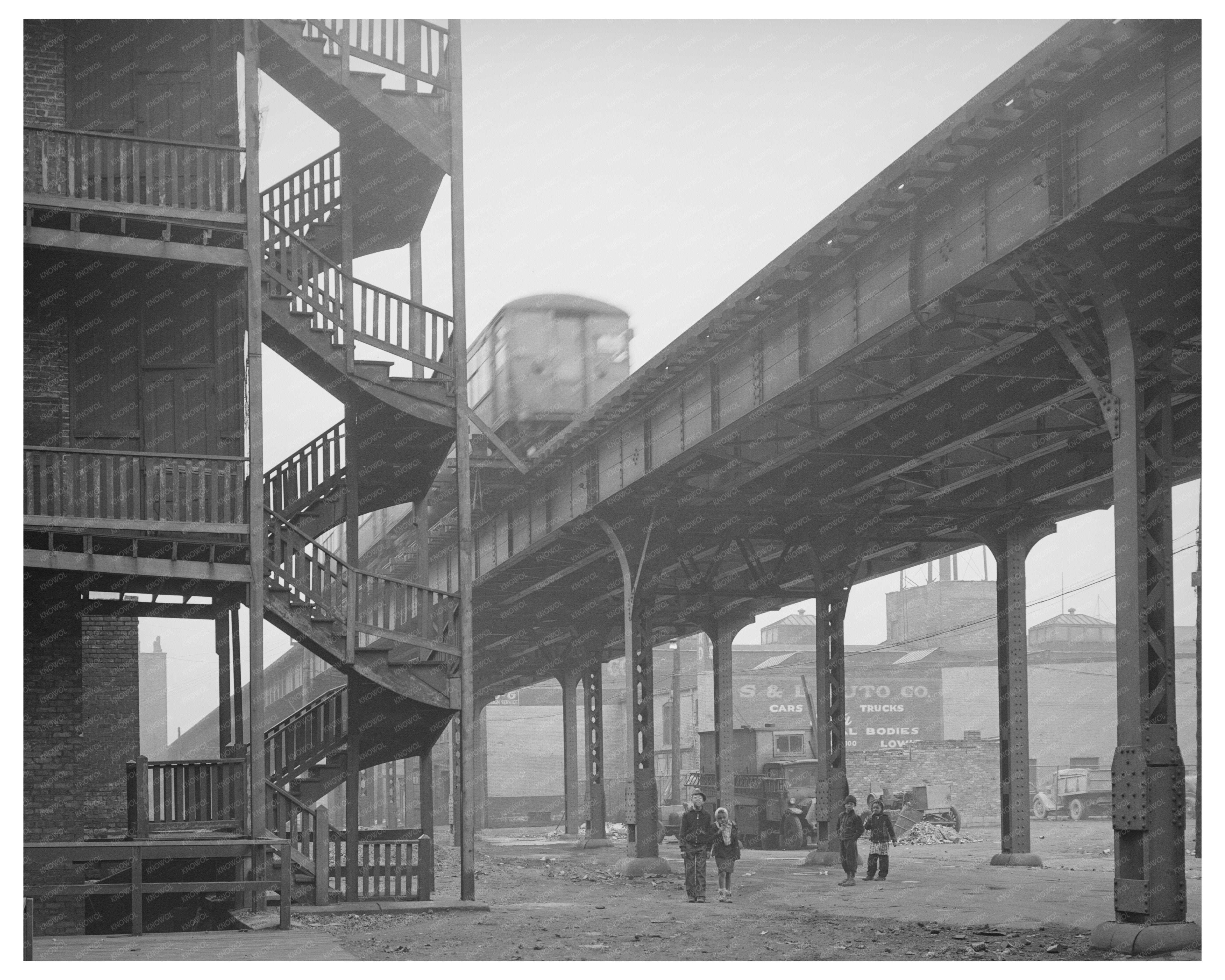 Children Playing Under Chicago Train Structure 1941