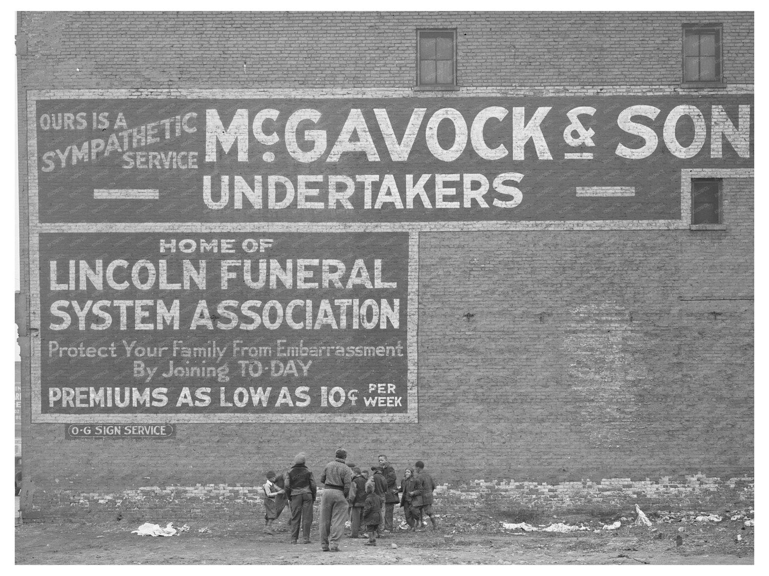 Chicago Sign April 1941 Urban Life Snapshot
