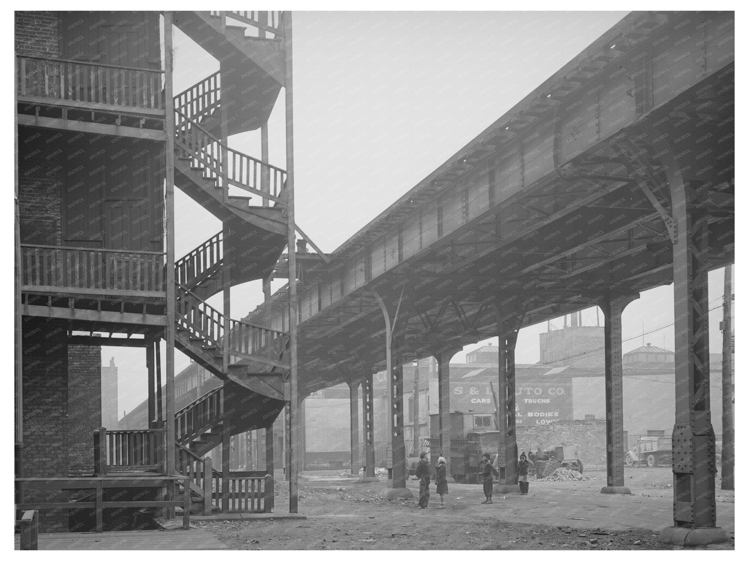 Children Playing Under Train Track Chicago April 1941