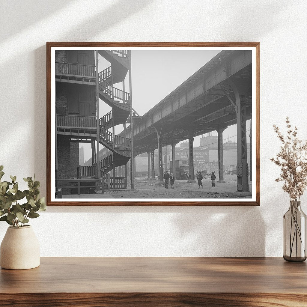 Children Playing Under Elevated Train in Chicago 1941