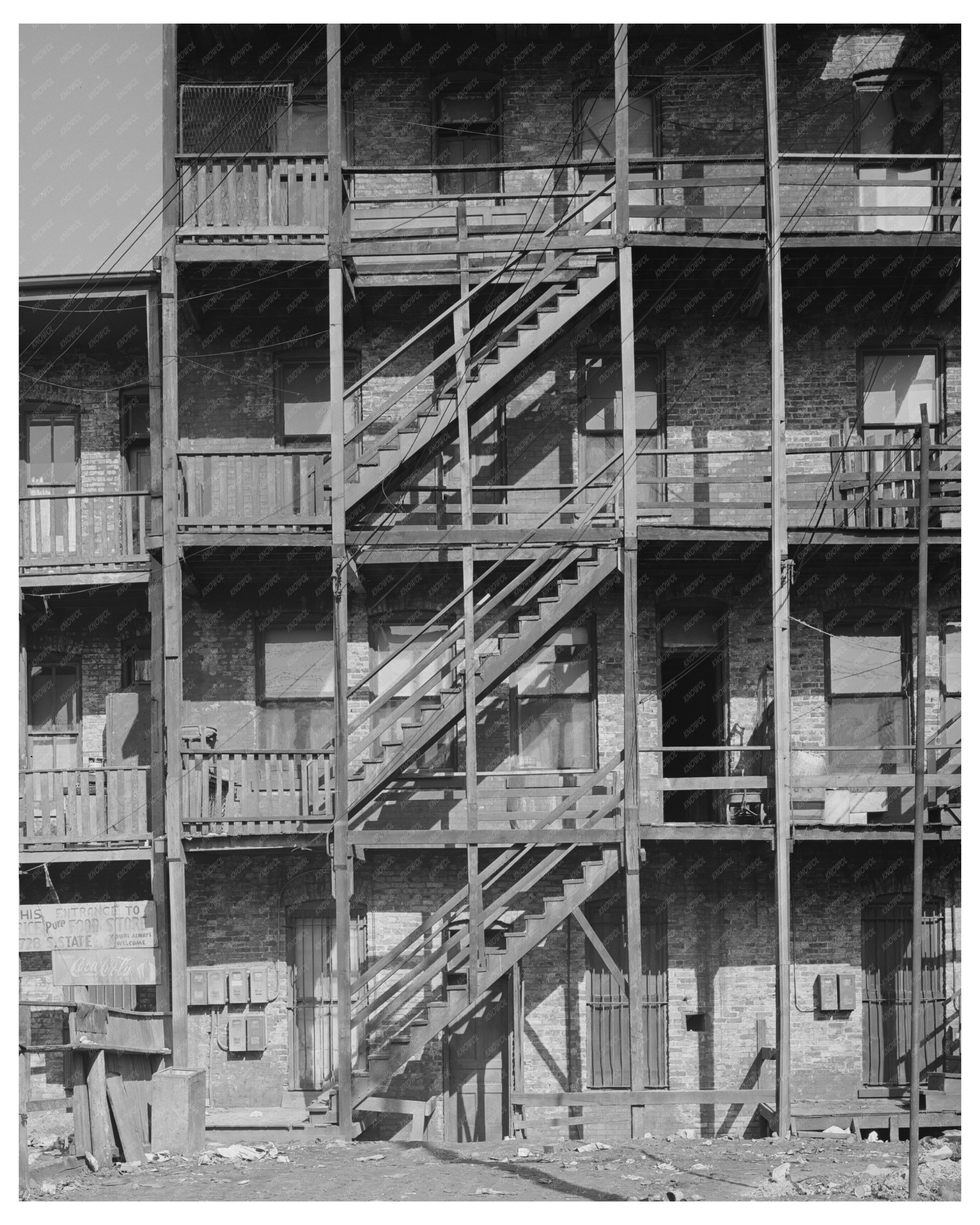 1941 Vintage Photograph of Southside Chicago Apartment House