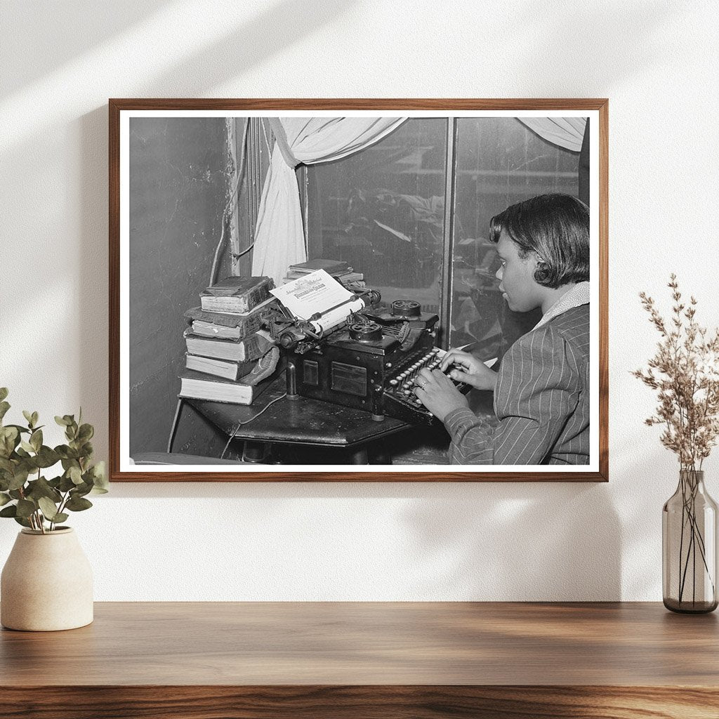 1941 Woman Typing Letter at Home in Chicago