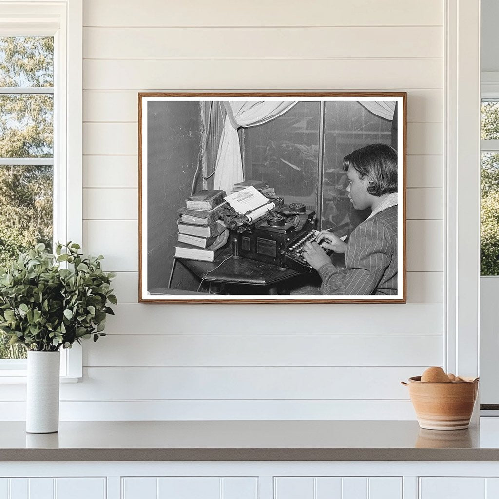 1941 Woman Typing Letter at Home in Chicago