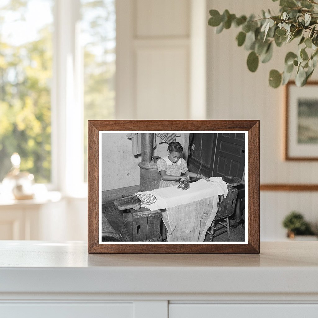 Young Girl Ironing in Chicago 1941 Family Life Snapshot