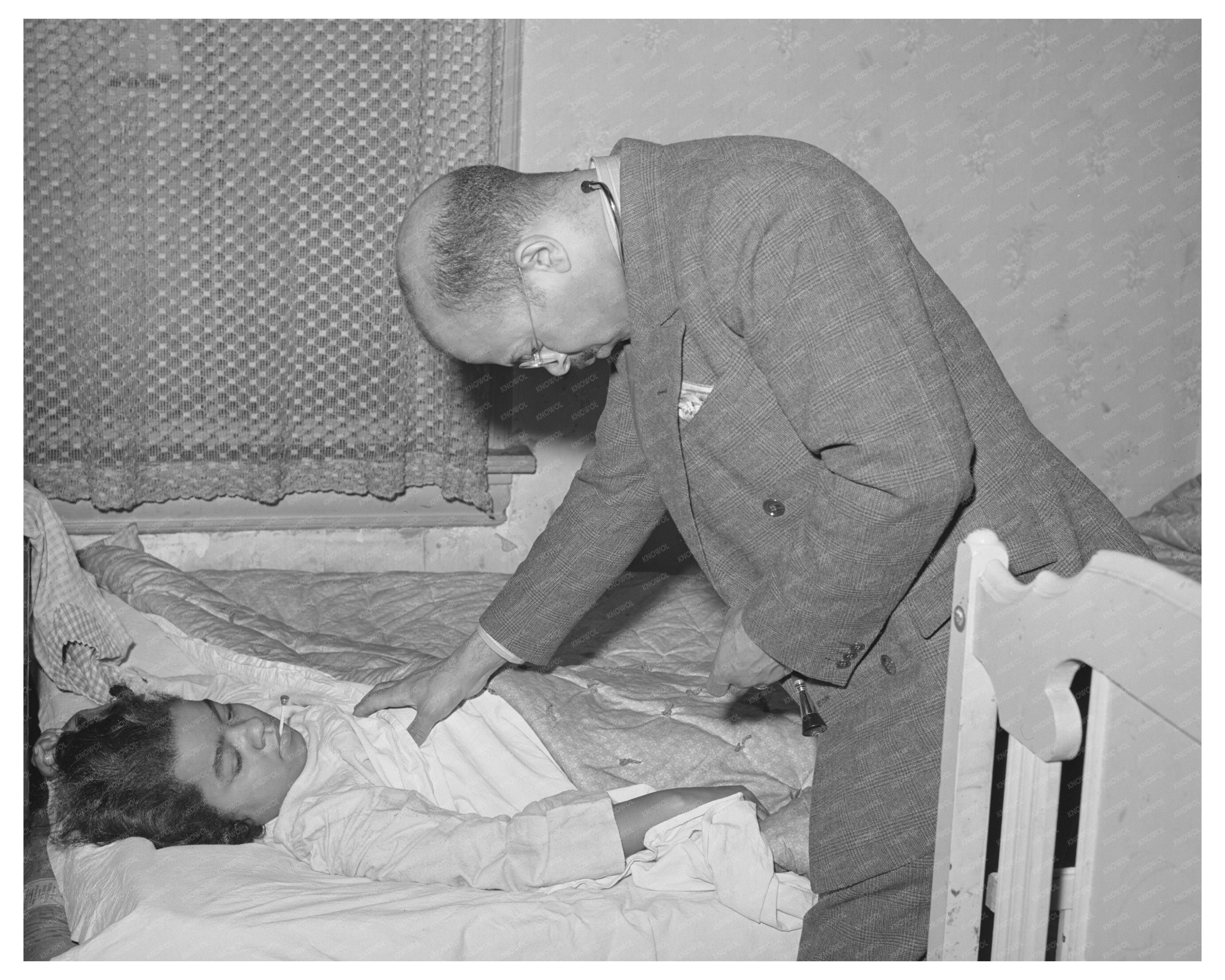 Doctor Examining Patient at Home Chicago 1941