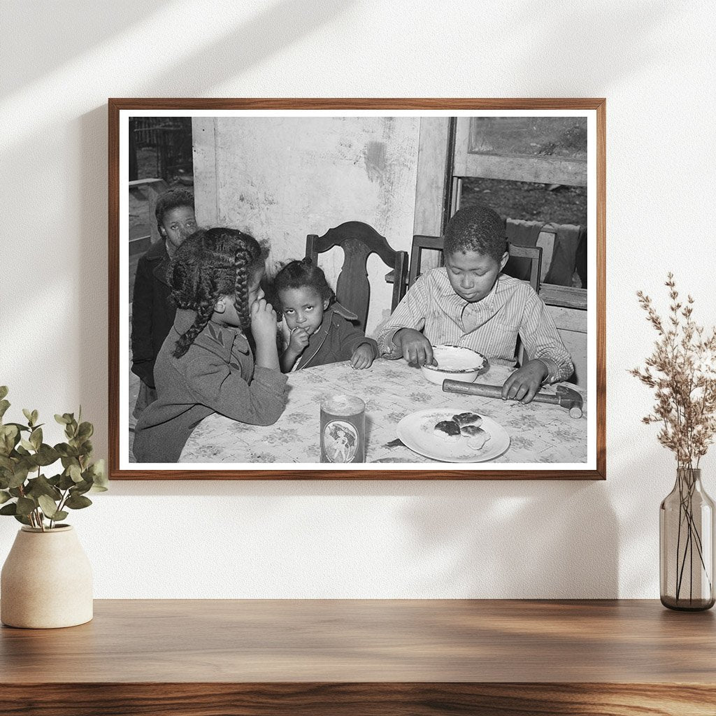 Children Eating Biscuits in Chicago April 1941