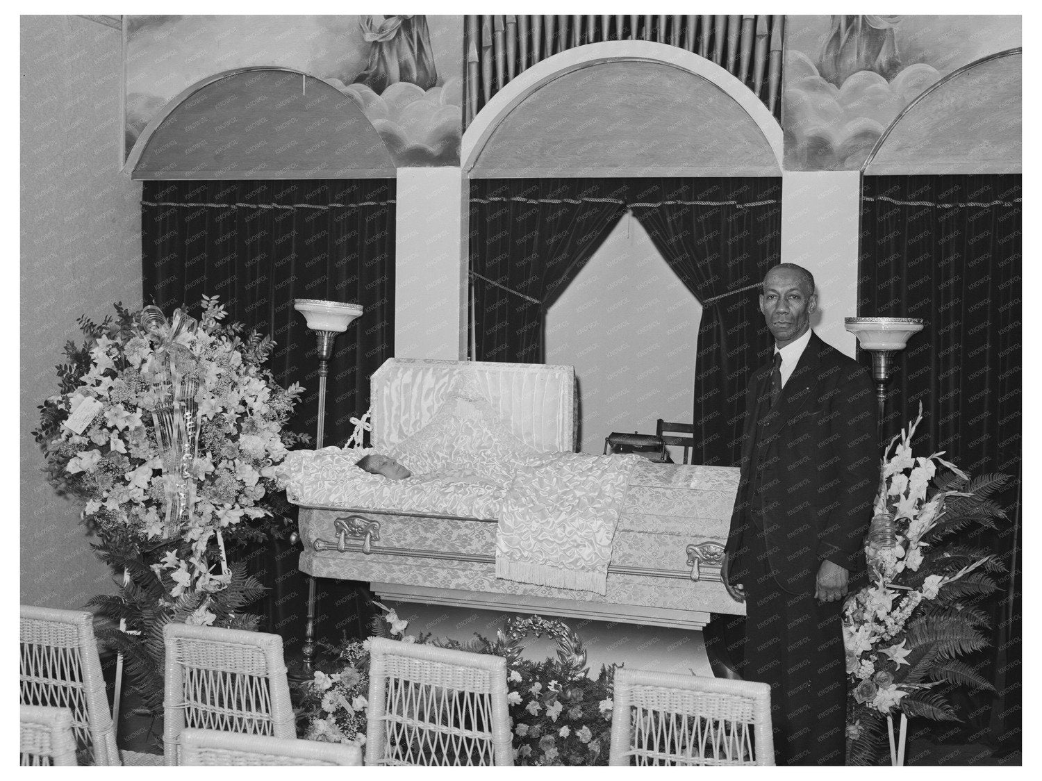 Undertaker Prepares for Funeral Services Chicago 1941