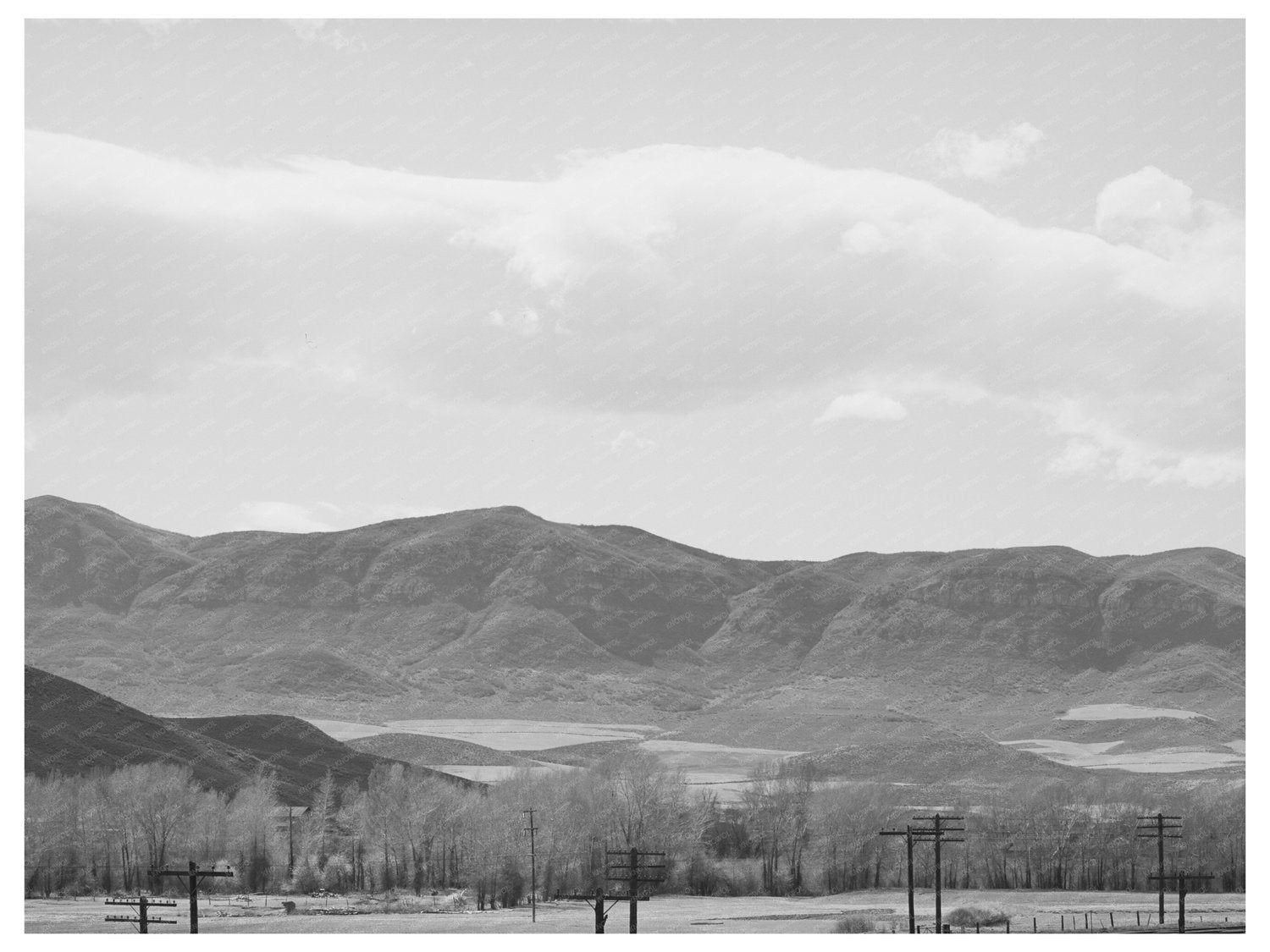 Henefer Utah Fields and Mountains May 1941 Black and White