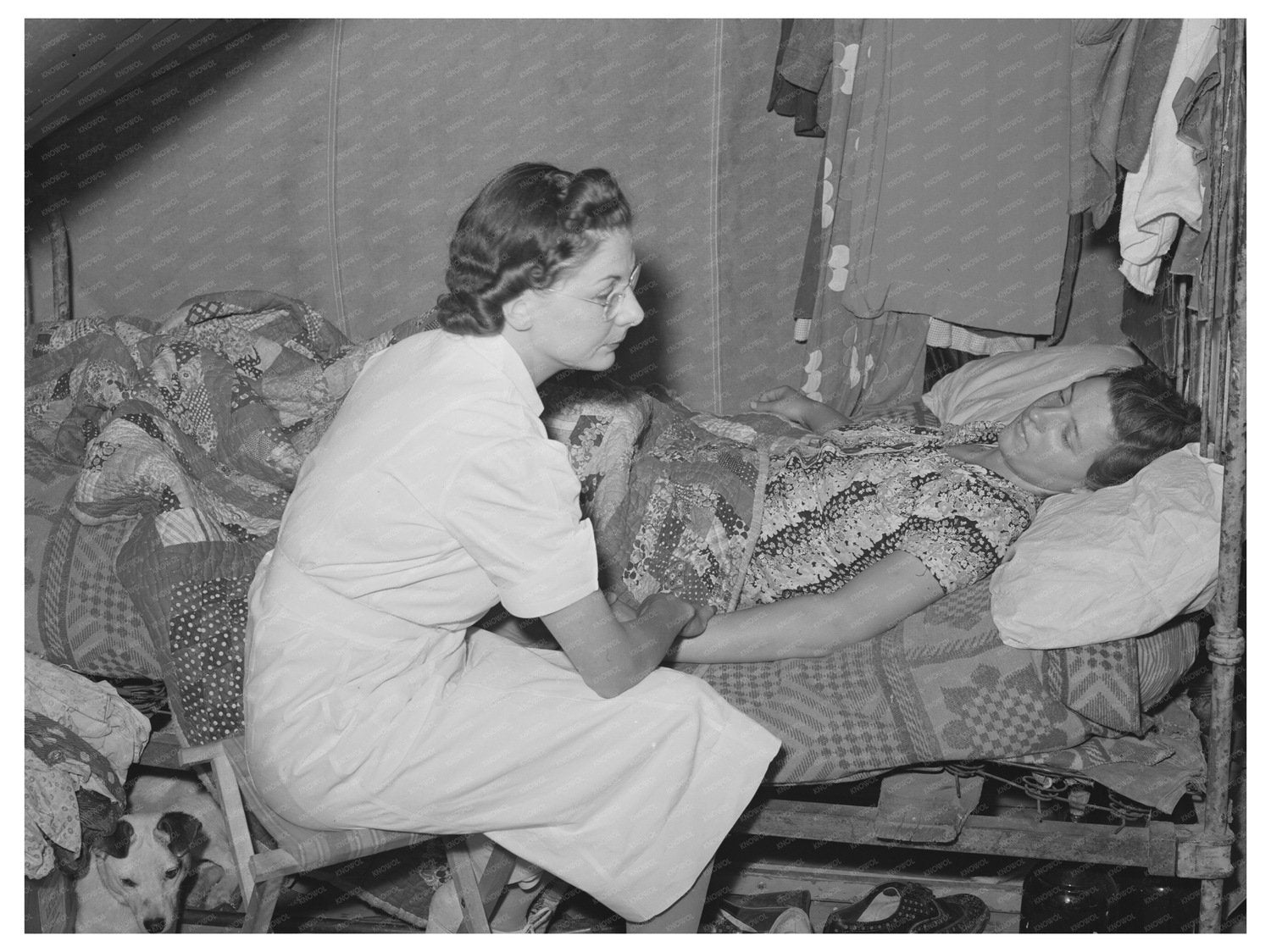 Nurse Attending Sick Worker in Migratory Labor Camp 1941