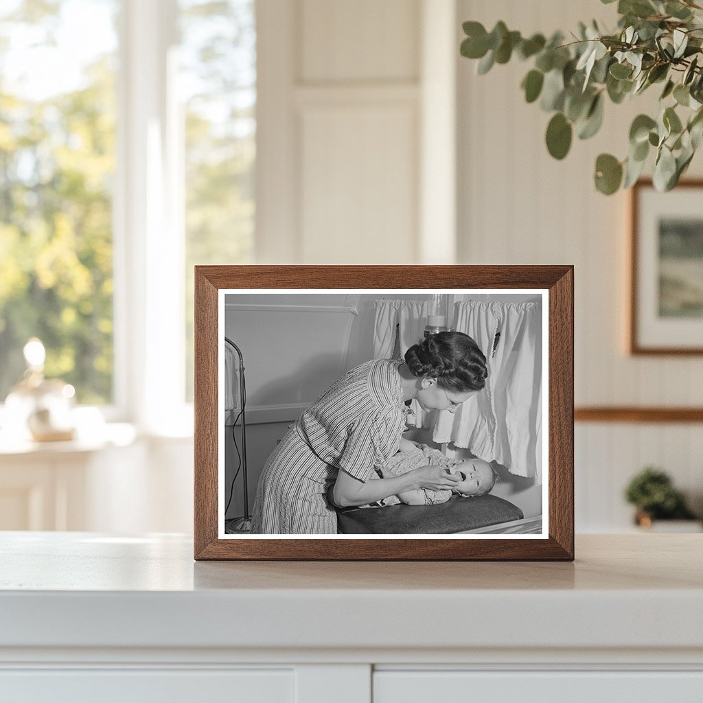 Nurse Examines Babys Throat in Idaho Mobile Clinic 1941