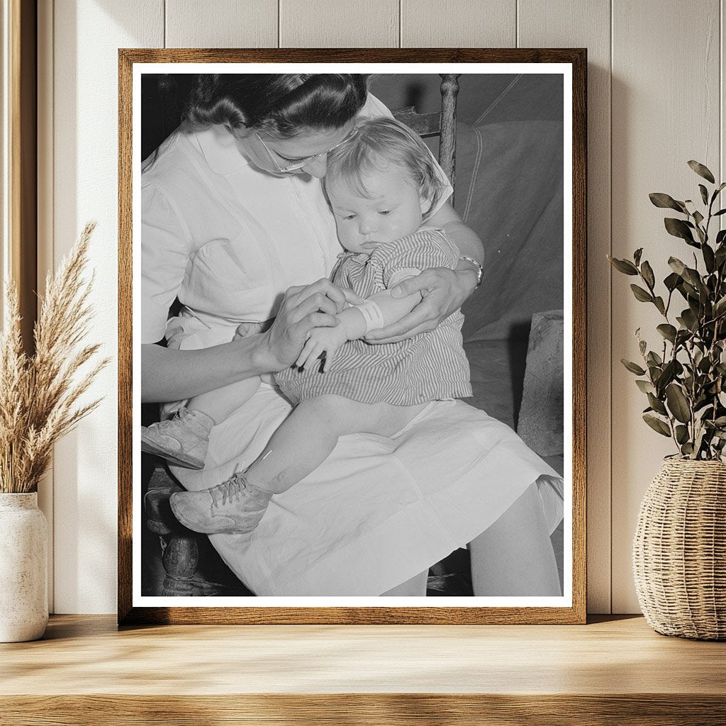 Nurse Examines Babys Cut at Idaho Migrant Camp 1941