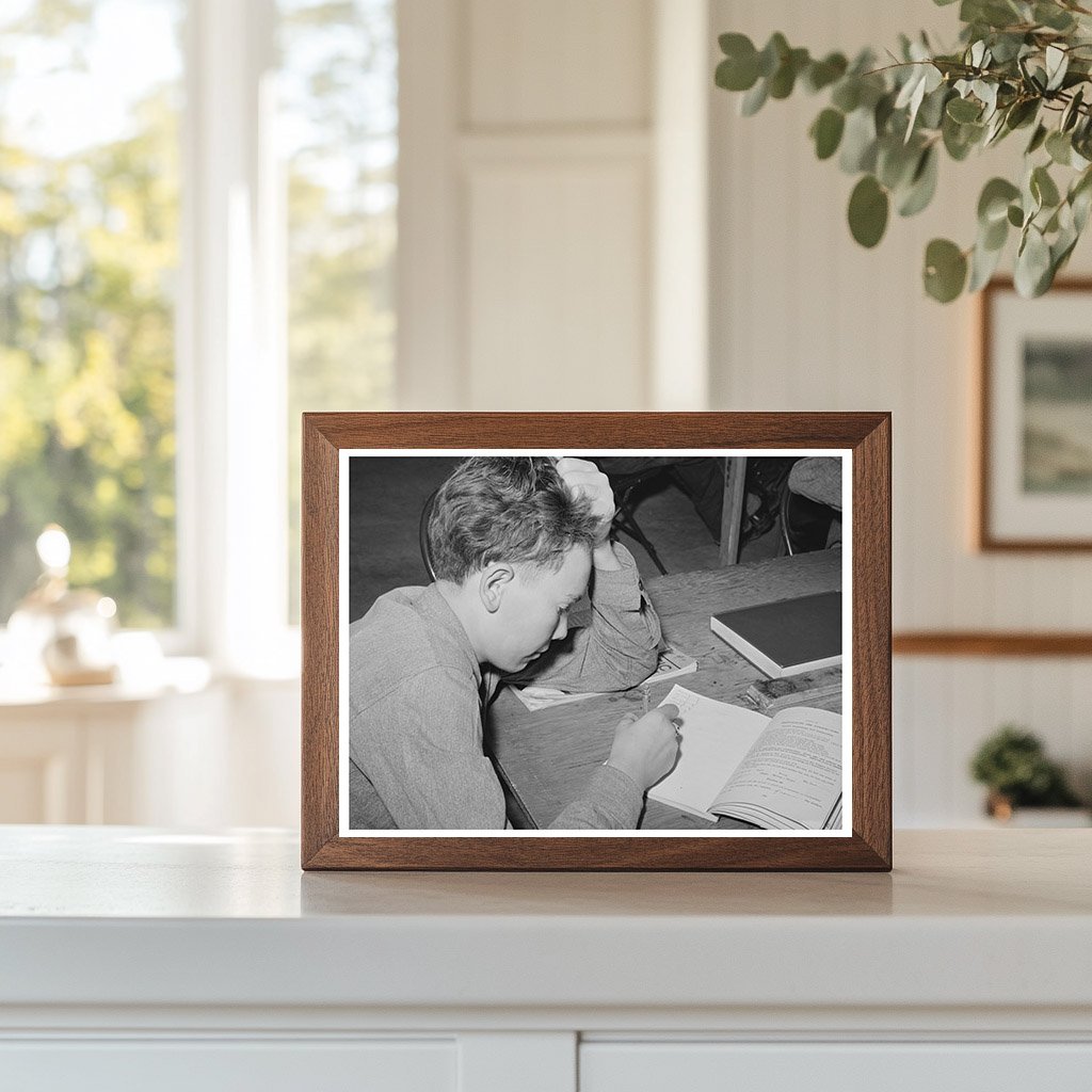 Schoolboy at FSA Farm Workers Camp Caldwell Idaho May 1941