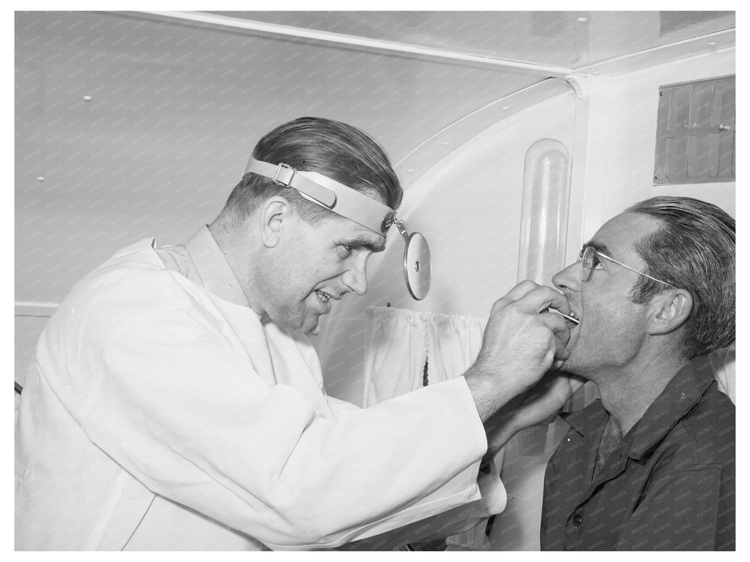 1941 Doctor with Farm Workers at Migratory Labor Camp Idaho