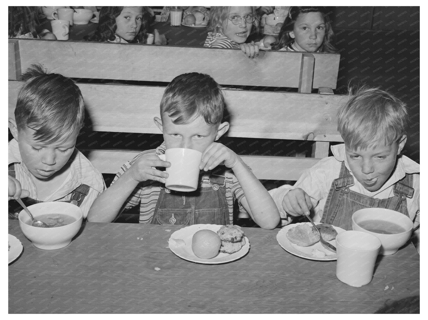 Schoolchildren Lunch at Farm Security Camp Caldwell 1941