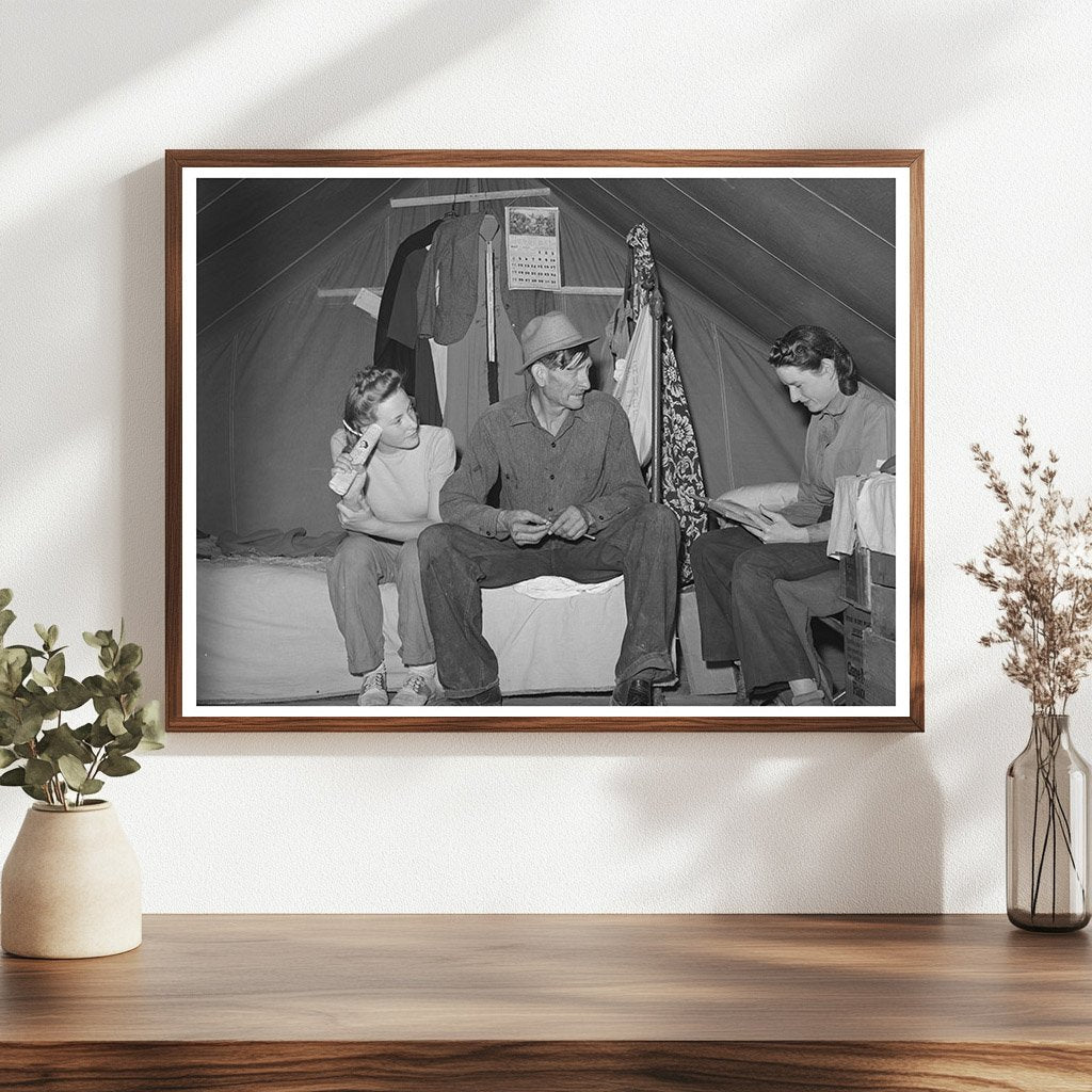 Farm Worker and Daughters in Idaho Migrant Camp 1941