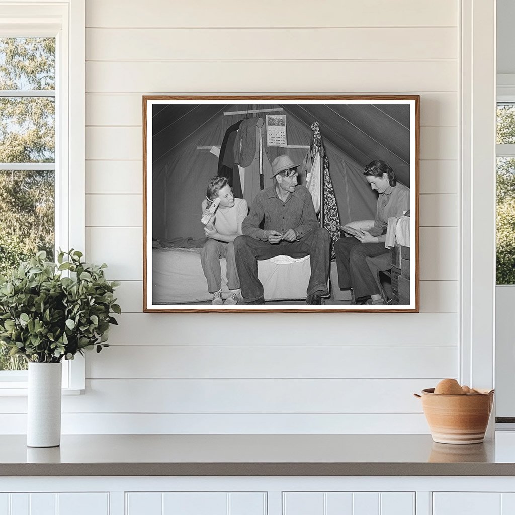 Farm Worker and Daughters in Idaho Migrant Camp 1941