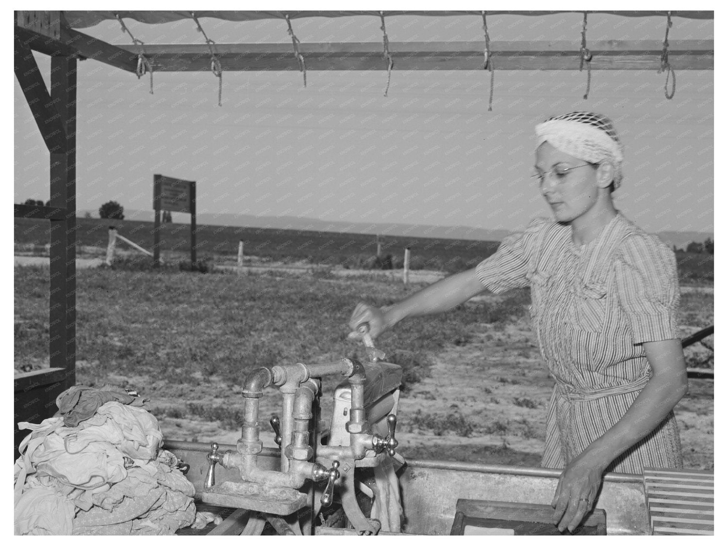Nurse Doing Laundry at Idaho Labor Camp May 1941