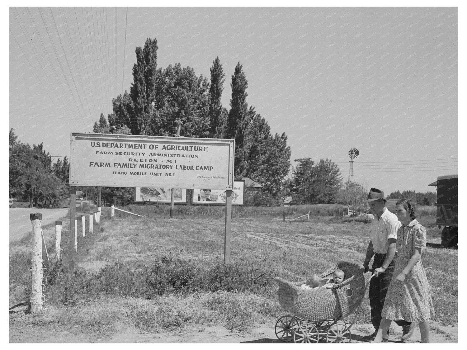 Farm Worker and Wife with Twins in Wilder Idaho 1941