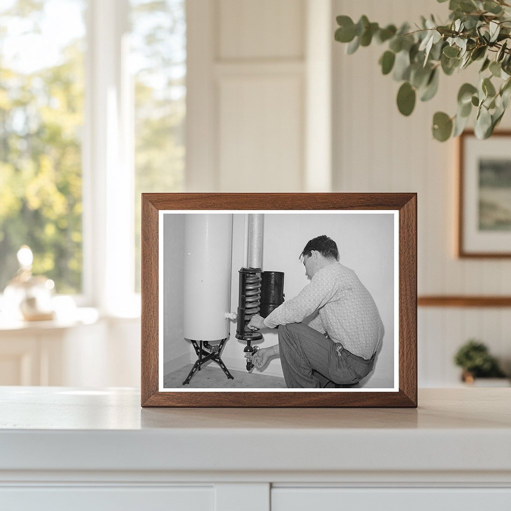 1941 Young Man Lighting Hot Water Heater in San Diego