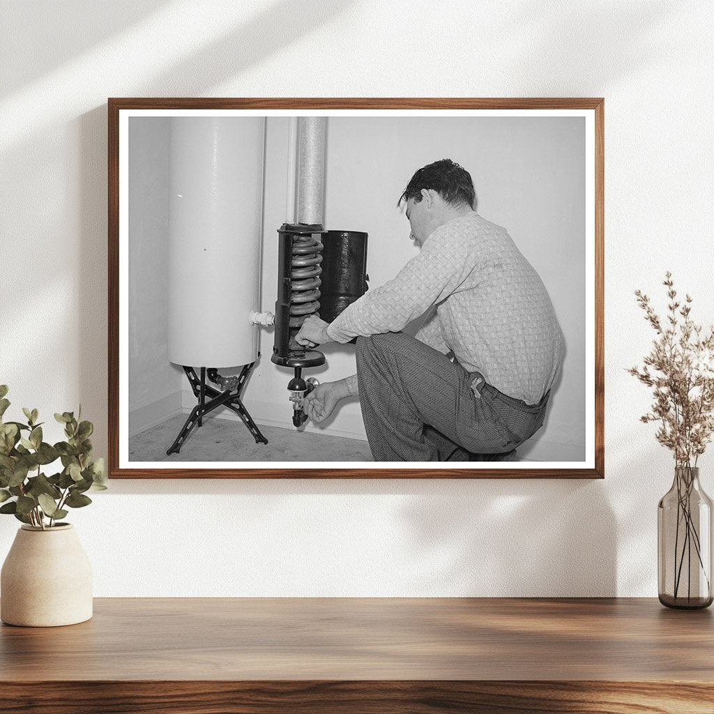 1941 Young Man Lighting Hot Water Heater in San Diego