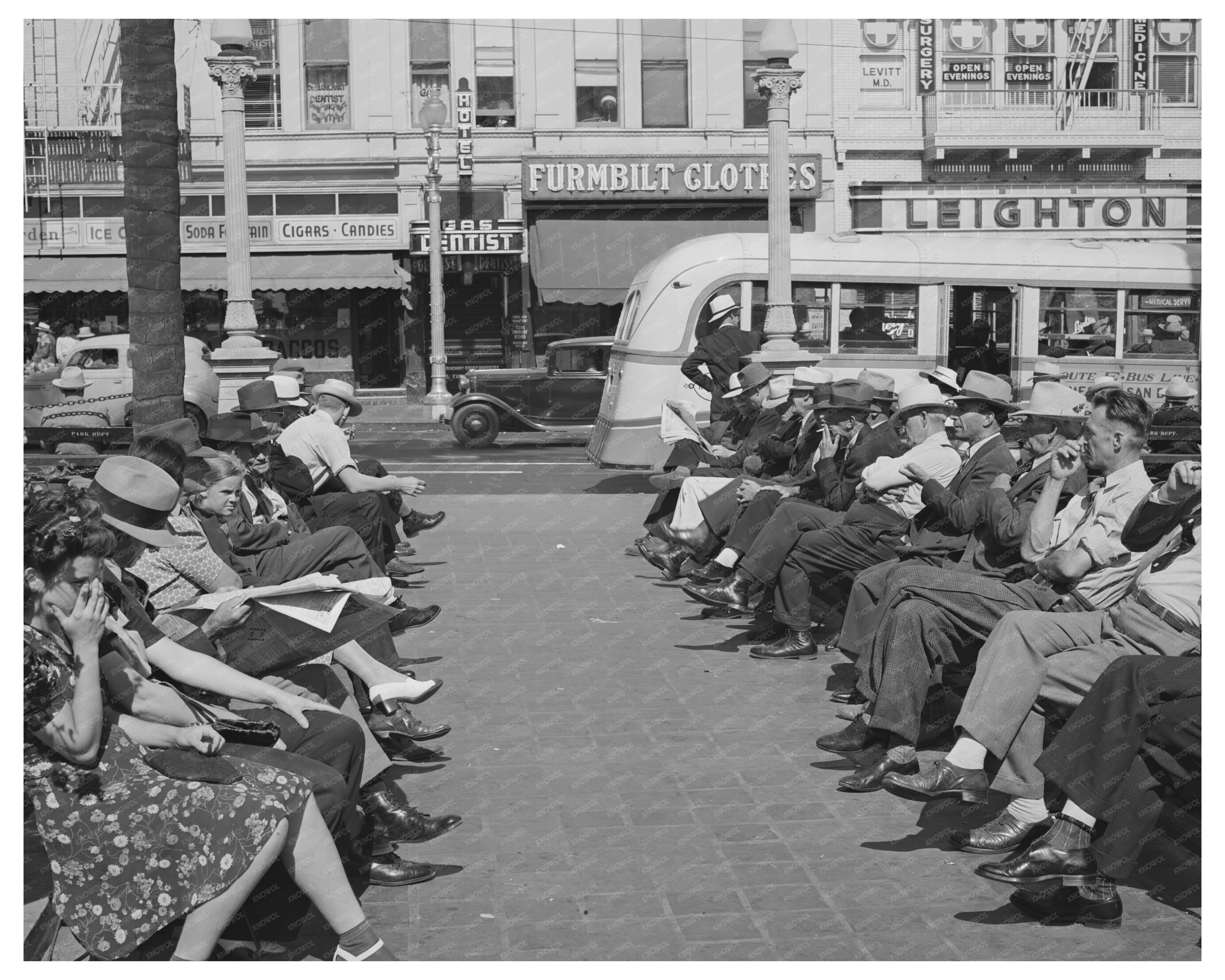 Sailors in Midtown San Diego May 1941 Black and White Photo